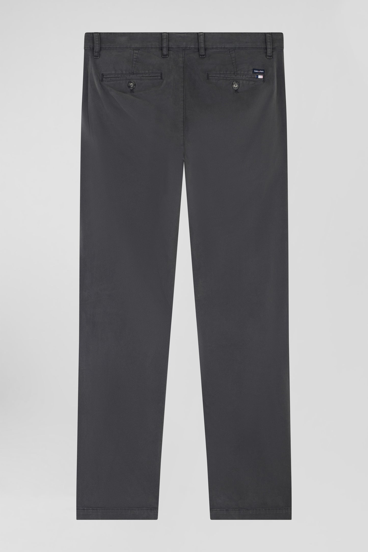 Regular anthracite grey chino trousers in stretch cotton gabardine