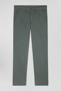 Regular grey chino trousers in stretch cotton gabardine