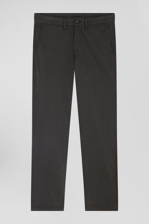 Brown chino pants in stretch cotton gabardine, regular fit - Image 2