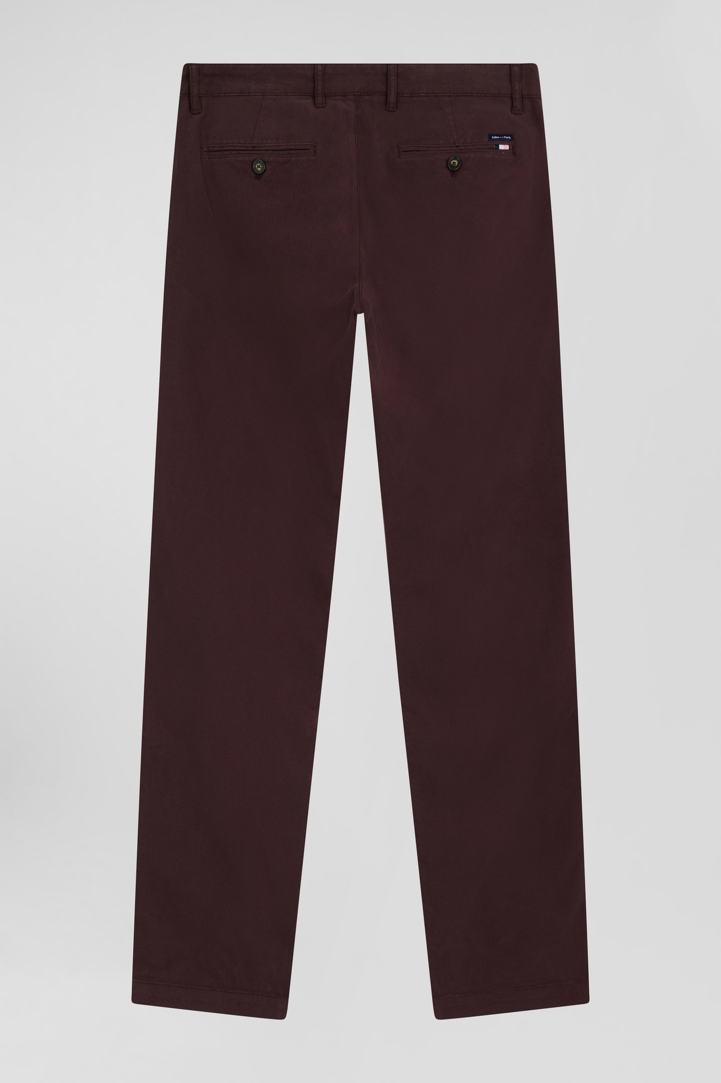 Regular burgundy chino trousers in stretch cotton gabardine