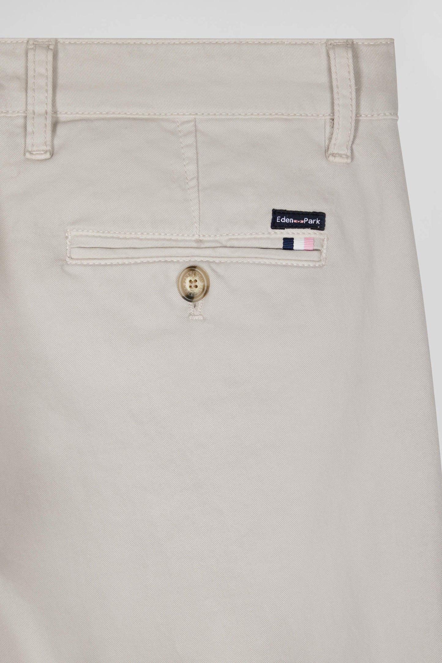 Slim plain beige chino trousers in stretch cotton