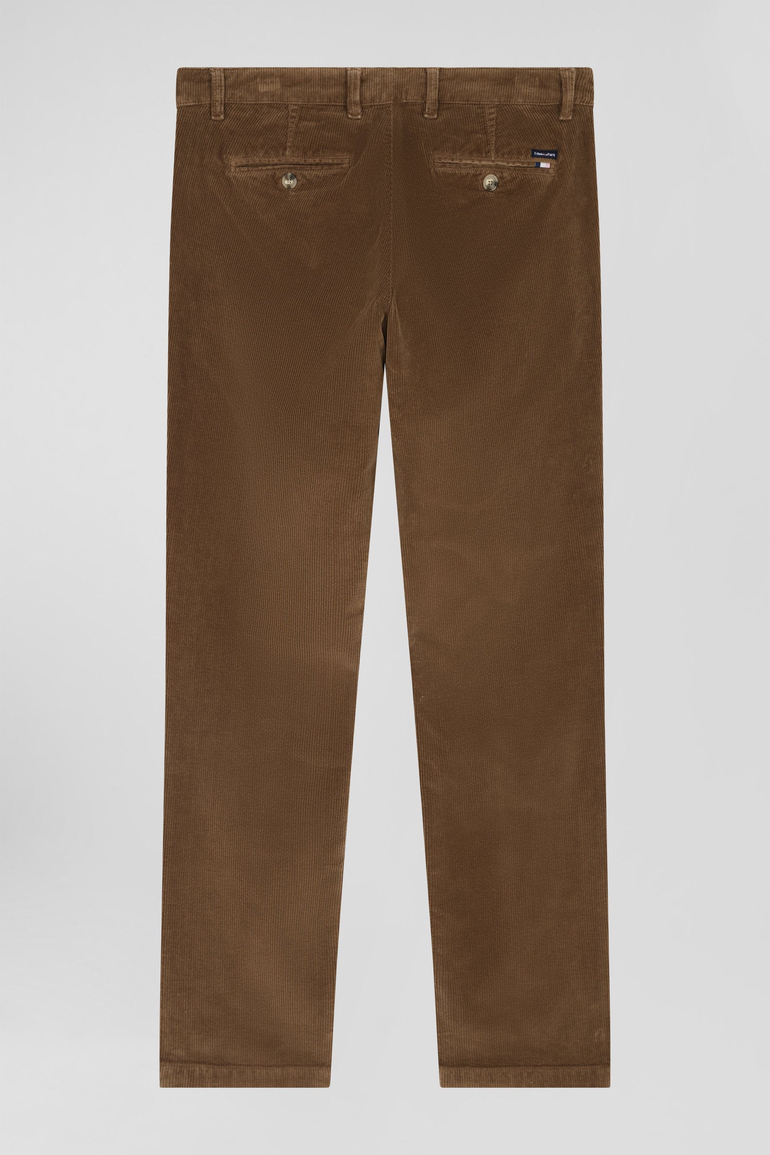 Regular camel stretch cotton velvet chino trousers