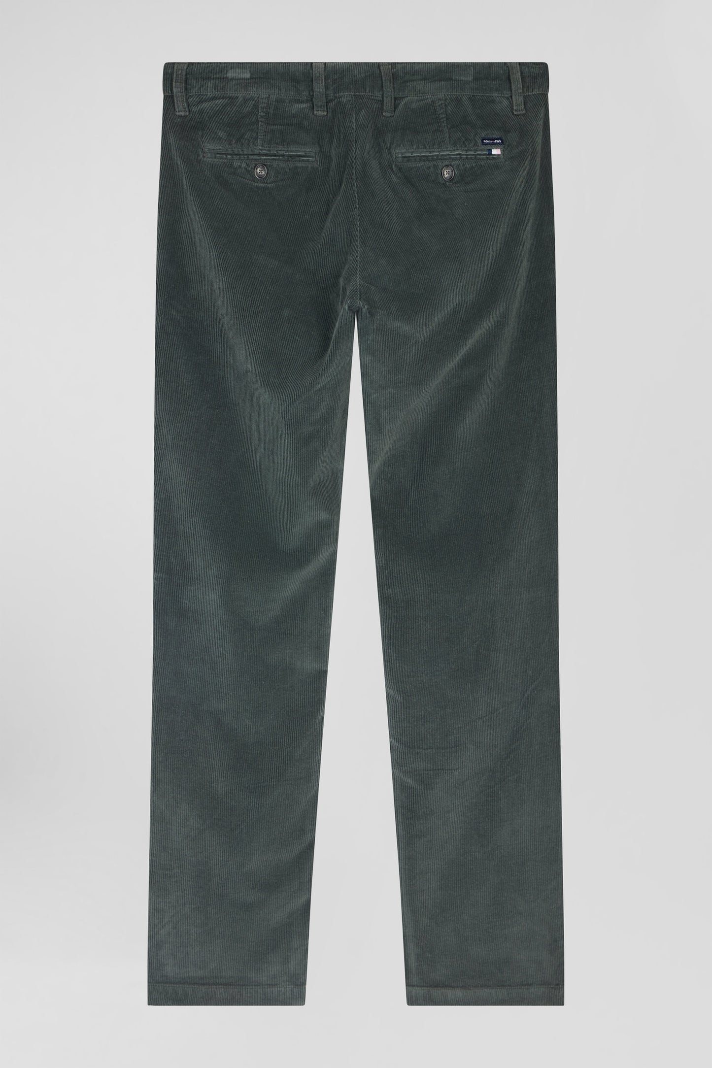 Regular grey stretch cotton velvet chino trousers