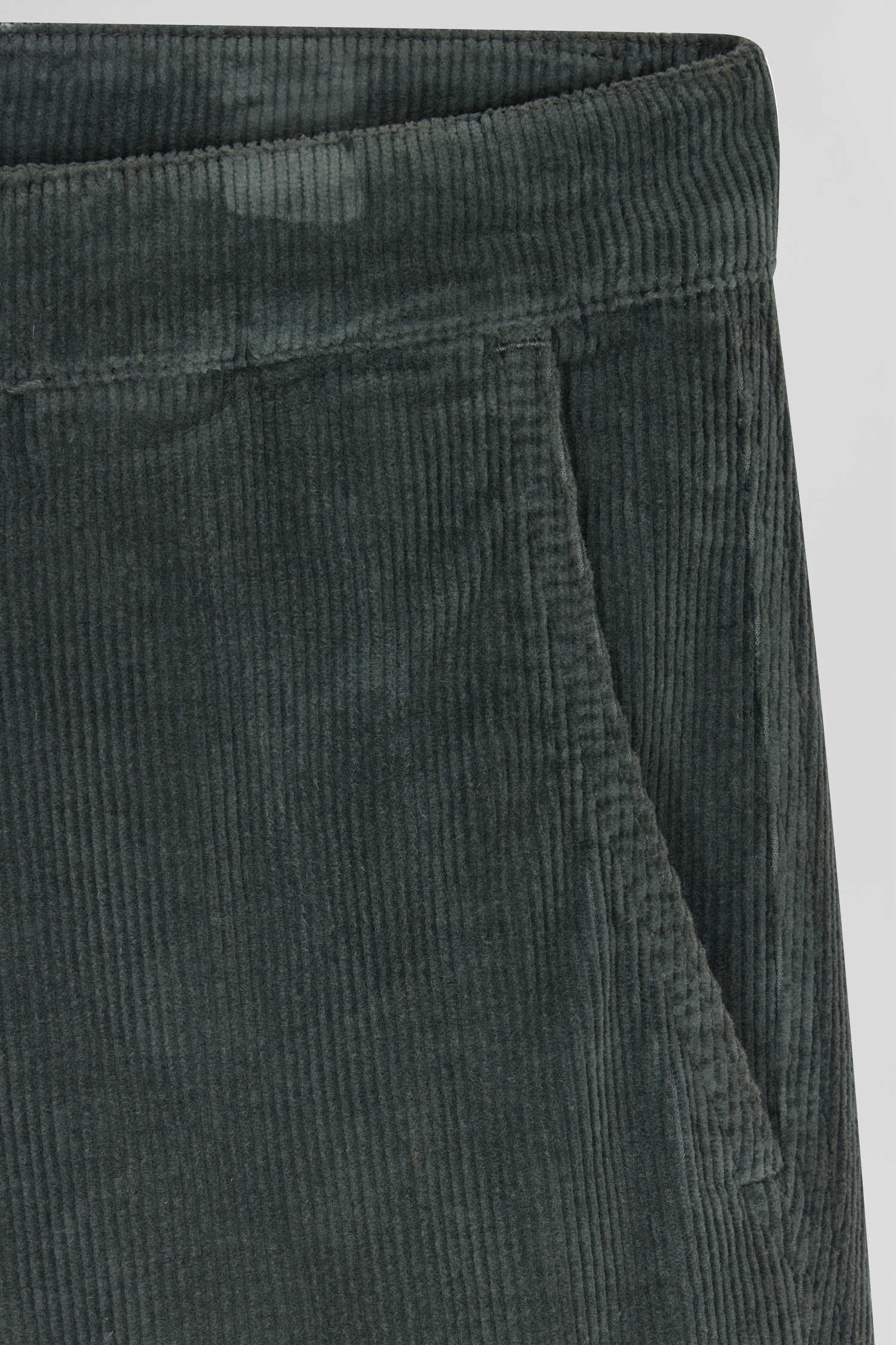 Regular grey stretch cotton velvet chino trousers