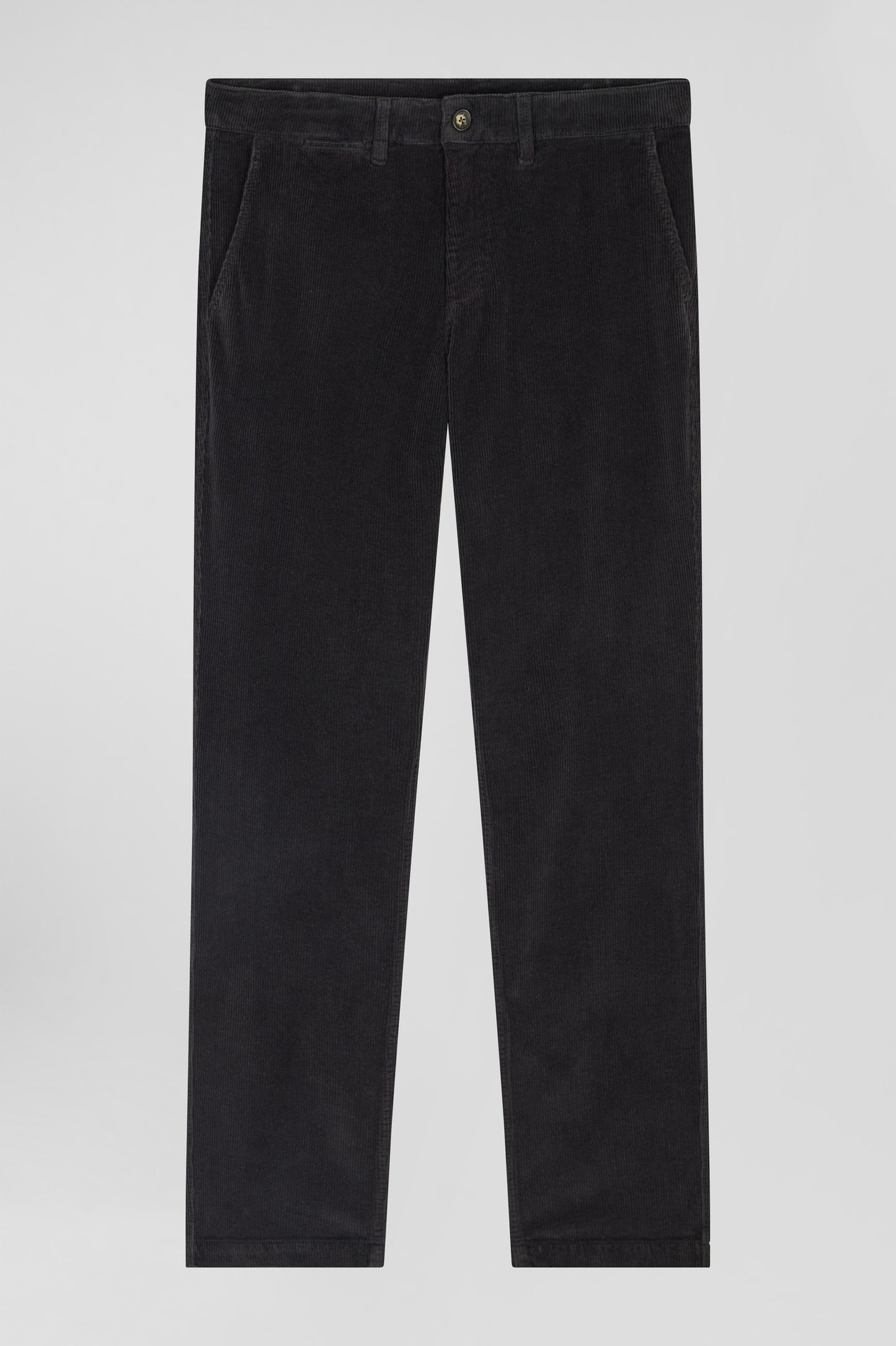 Regular khaki stretch cotton velvet chino trousers