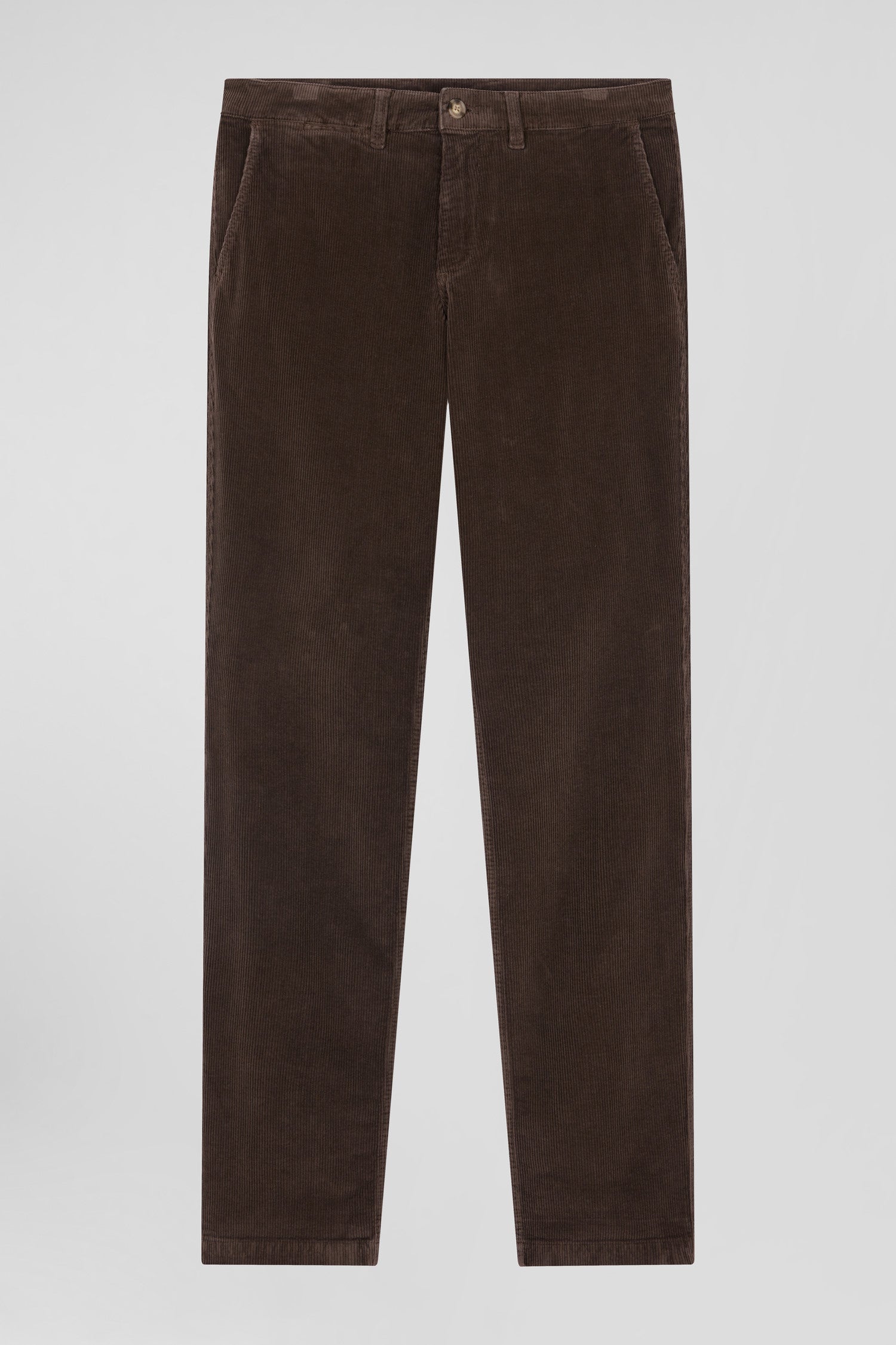 Regular brown stretch cotton velvet chino trousers