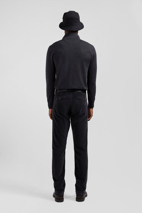 Regular brown stretch cotton chino trousers - Image 3