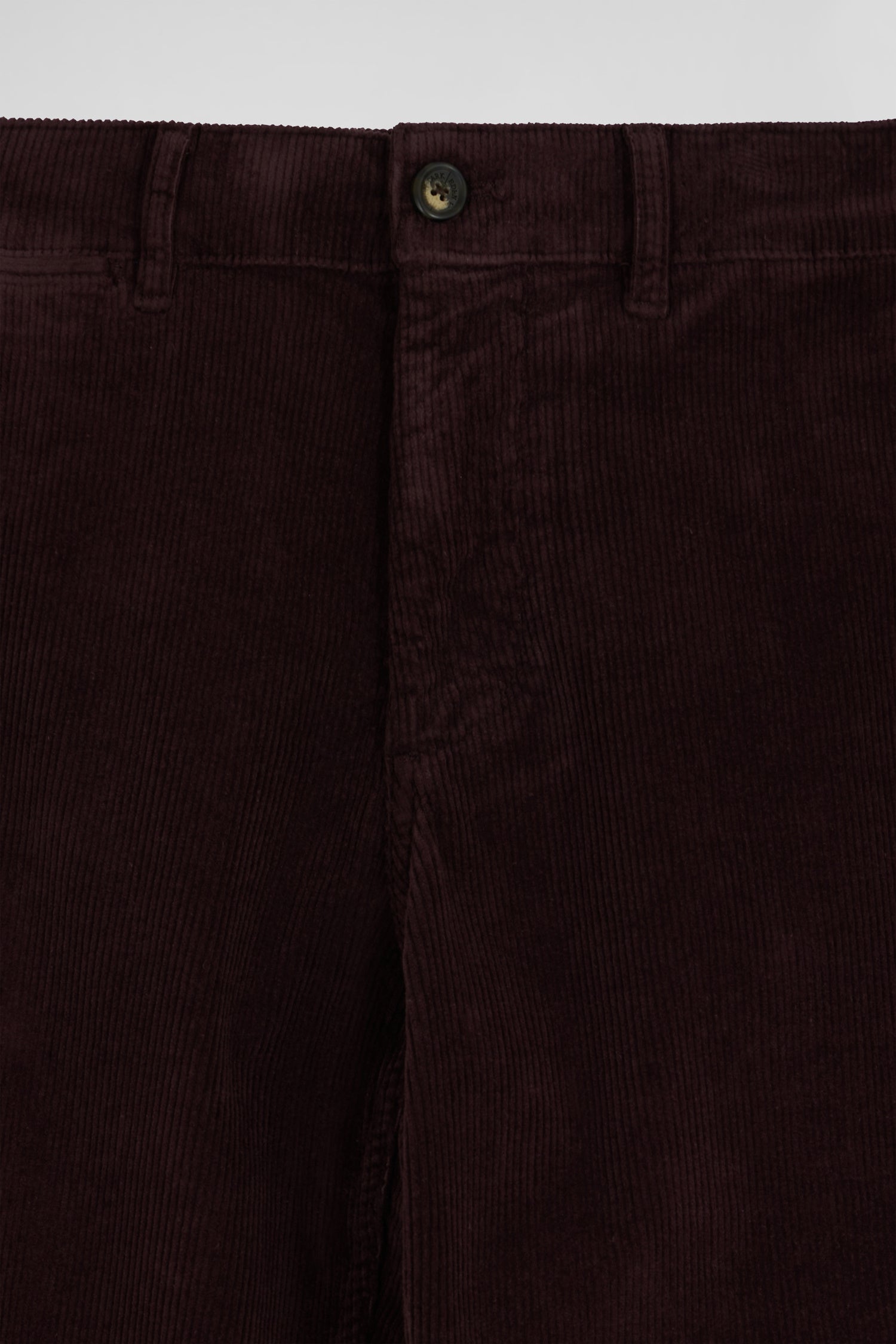 Regular burgundy stretch cotton velvet chino trousers