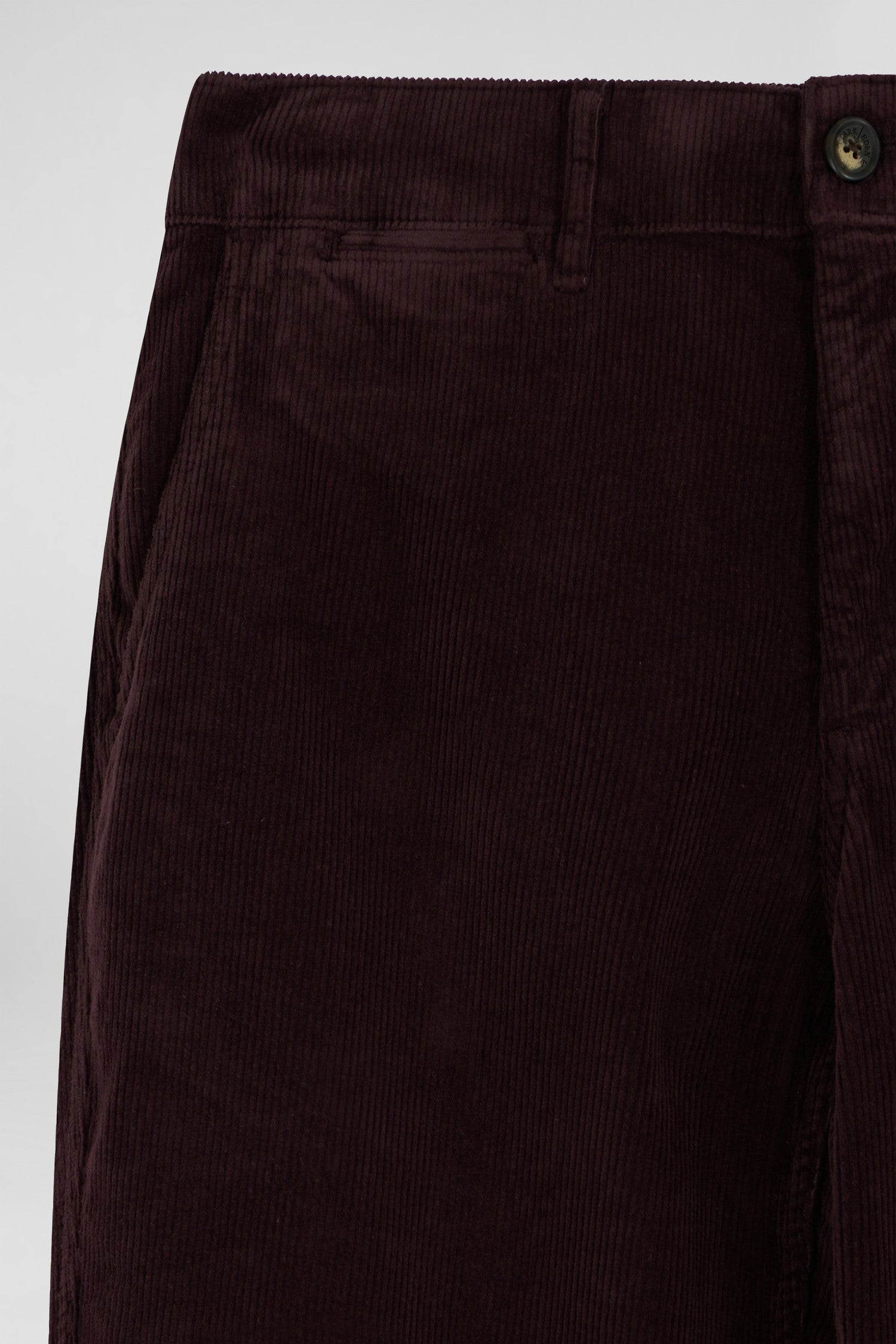 Regular burgundy stretch cotton velvet chino trousers