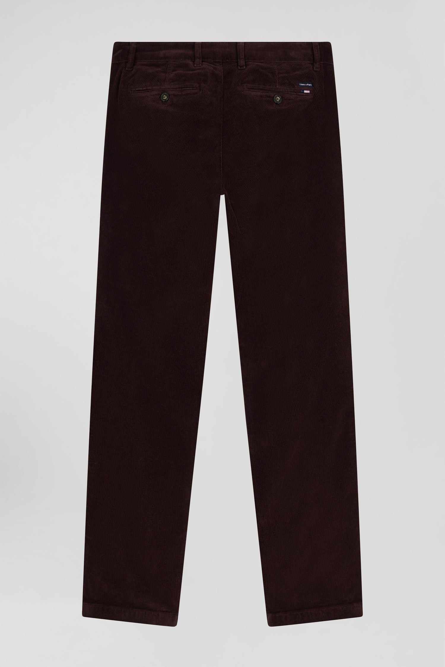 Regular burgundy stretch cotton velvet chino trousers