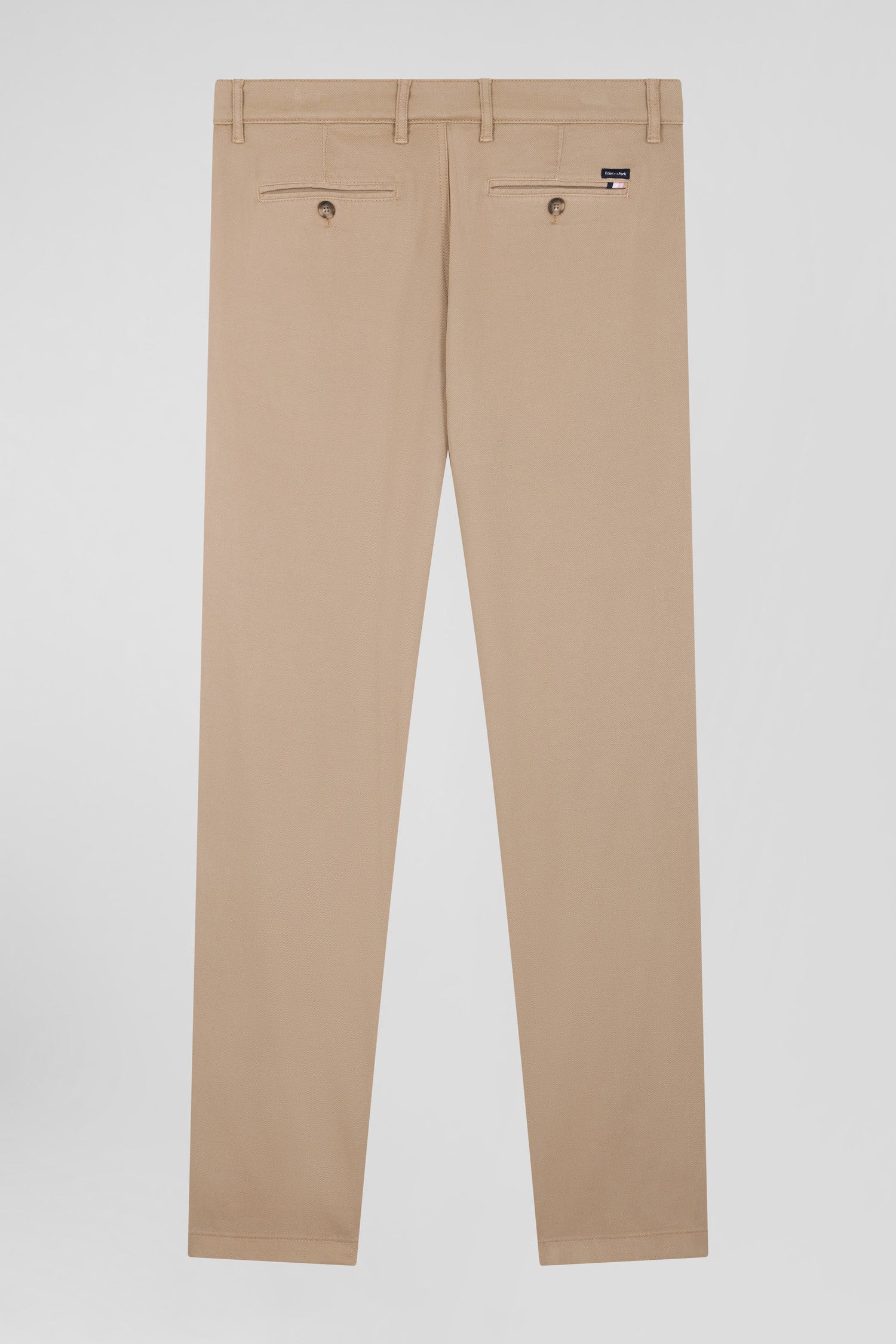 Regular hemp-coloured stretch cotton piqué and modal chino trousers