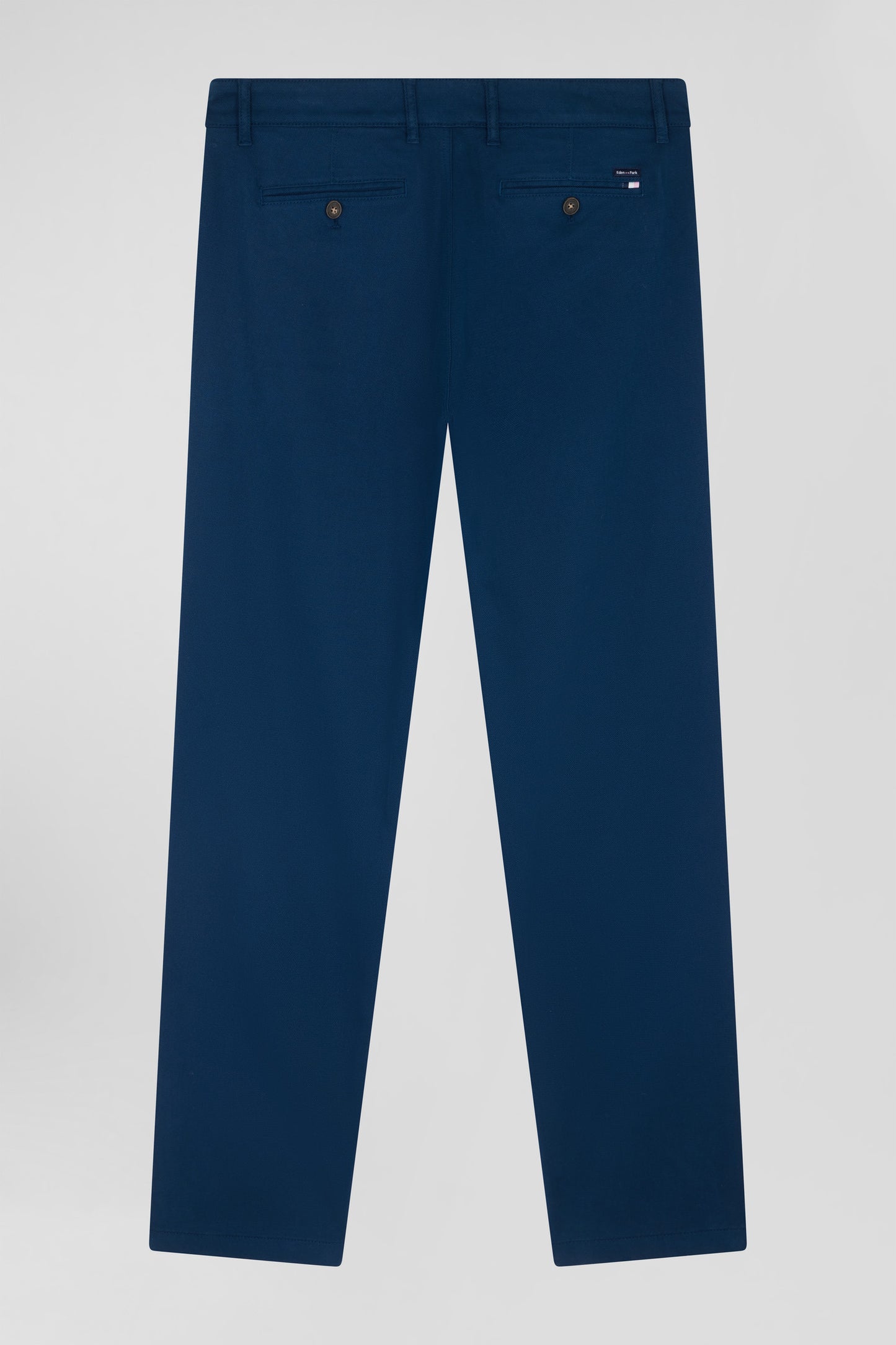 Regular blue stretch cotton piqué and modal chino trousers