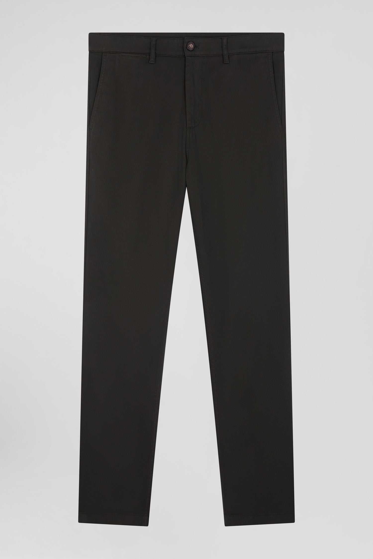 Regular khaki stretch cotton piqué and modal chino trousers