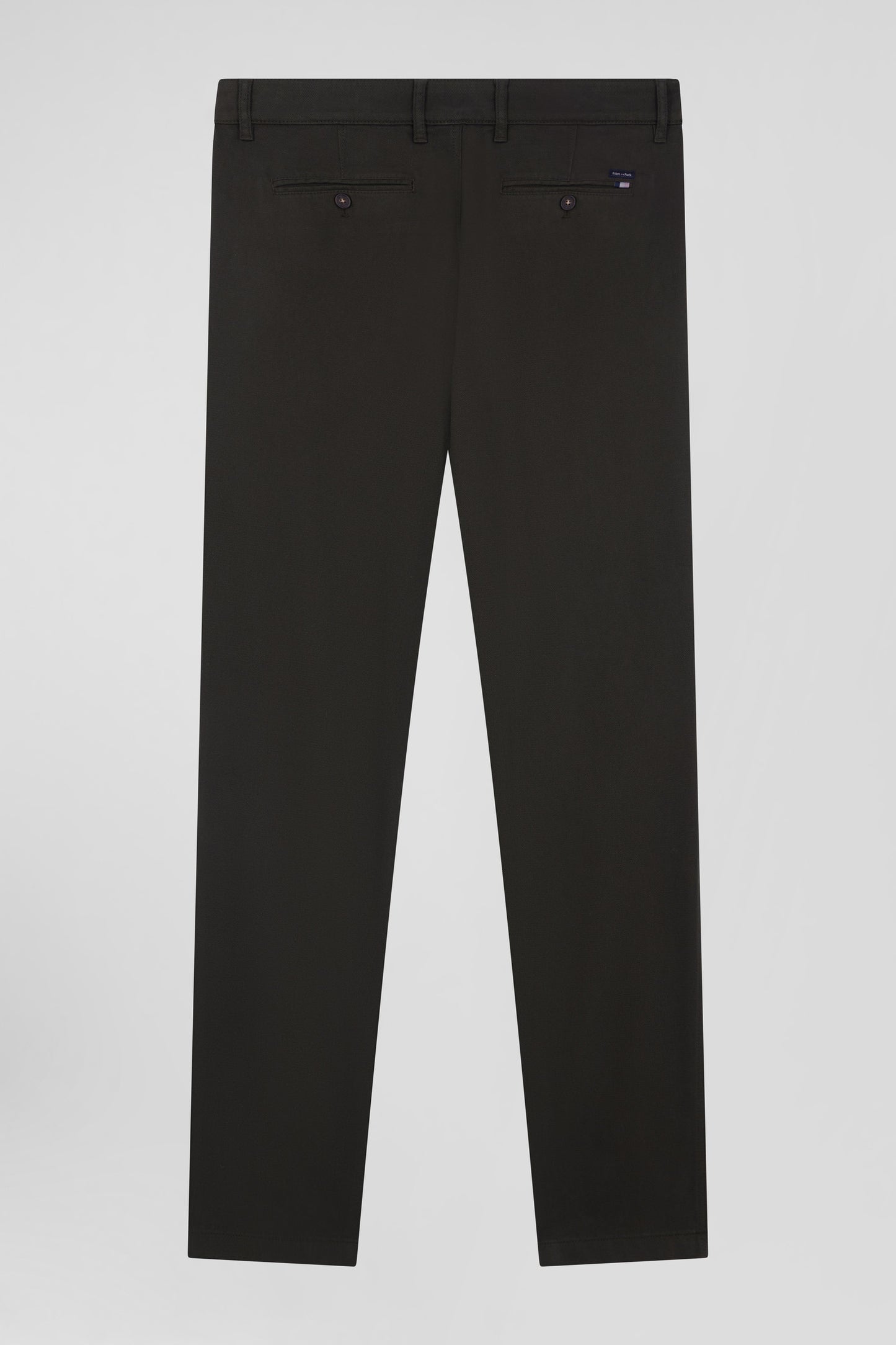 Regular khaki stretch cotton piqué and modal chino trousers