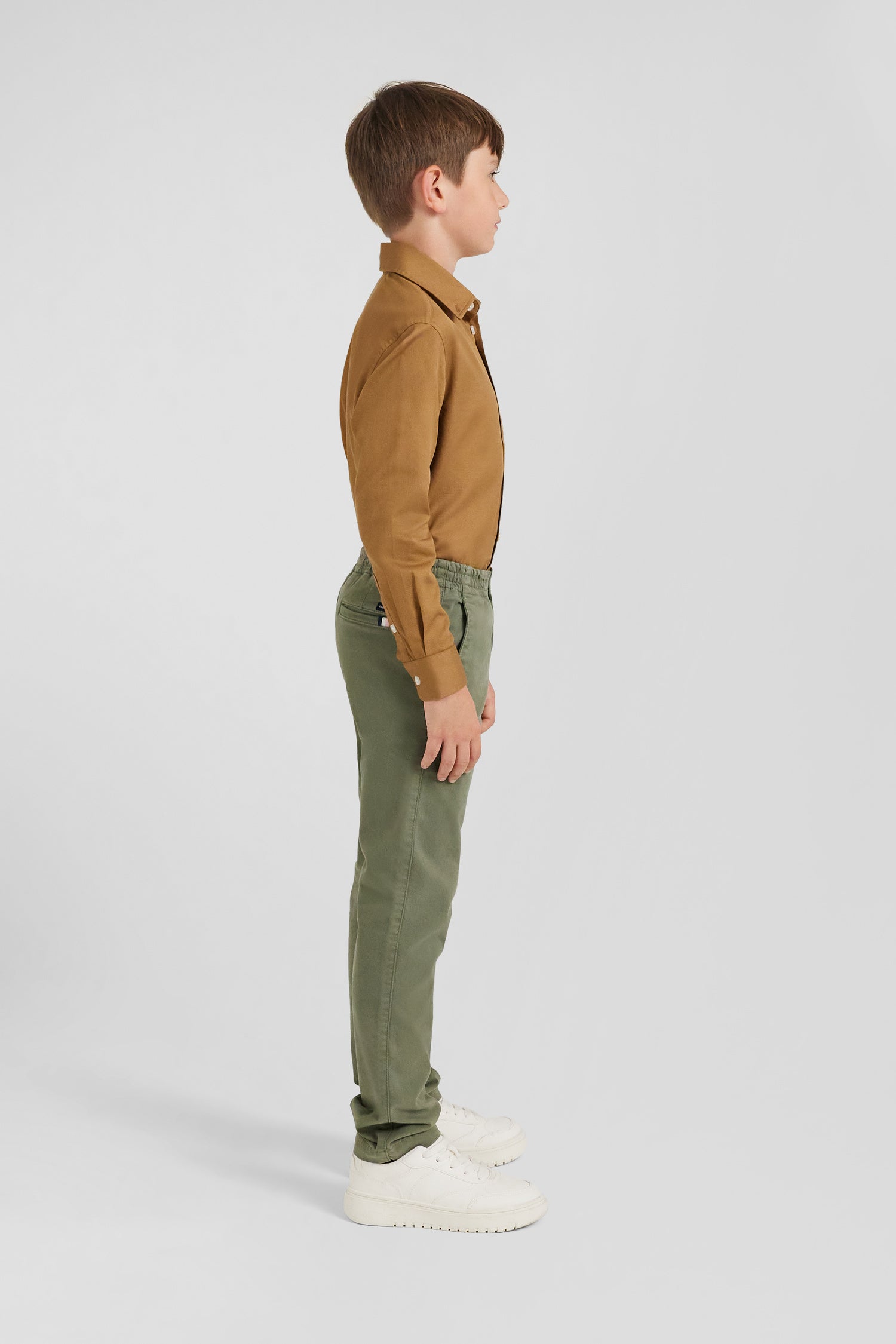 Regular camel stretch cotton chino trousers