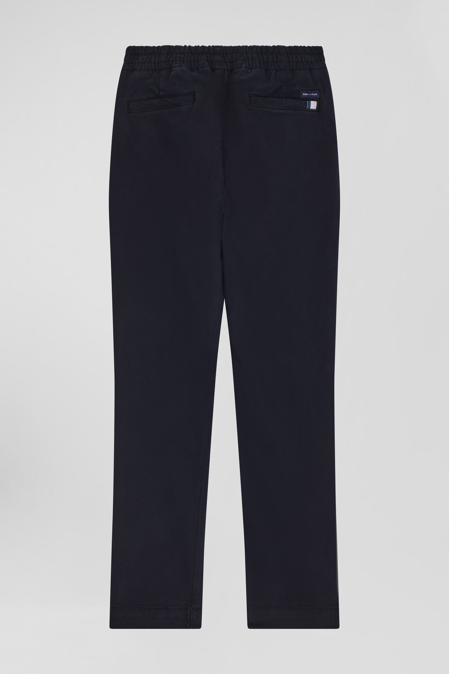 Regular navy blue stretch cotton chino trousers