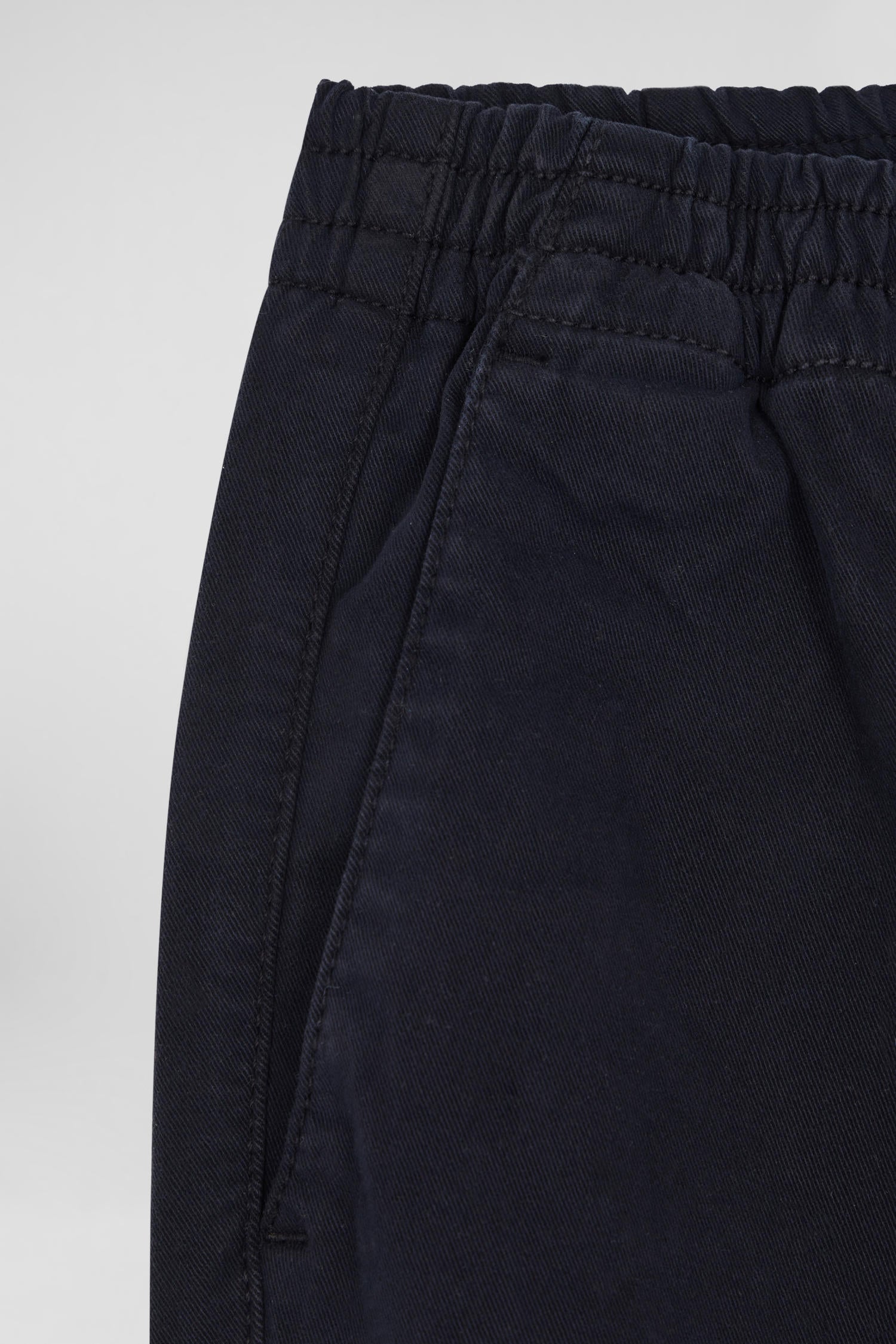 Regular navy blue stretch cotton chino trousers