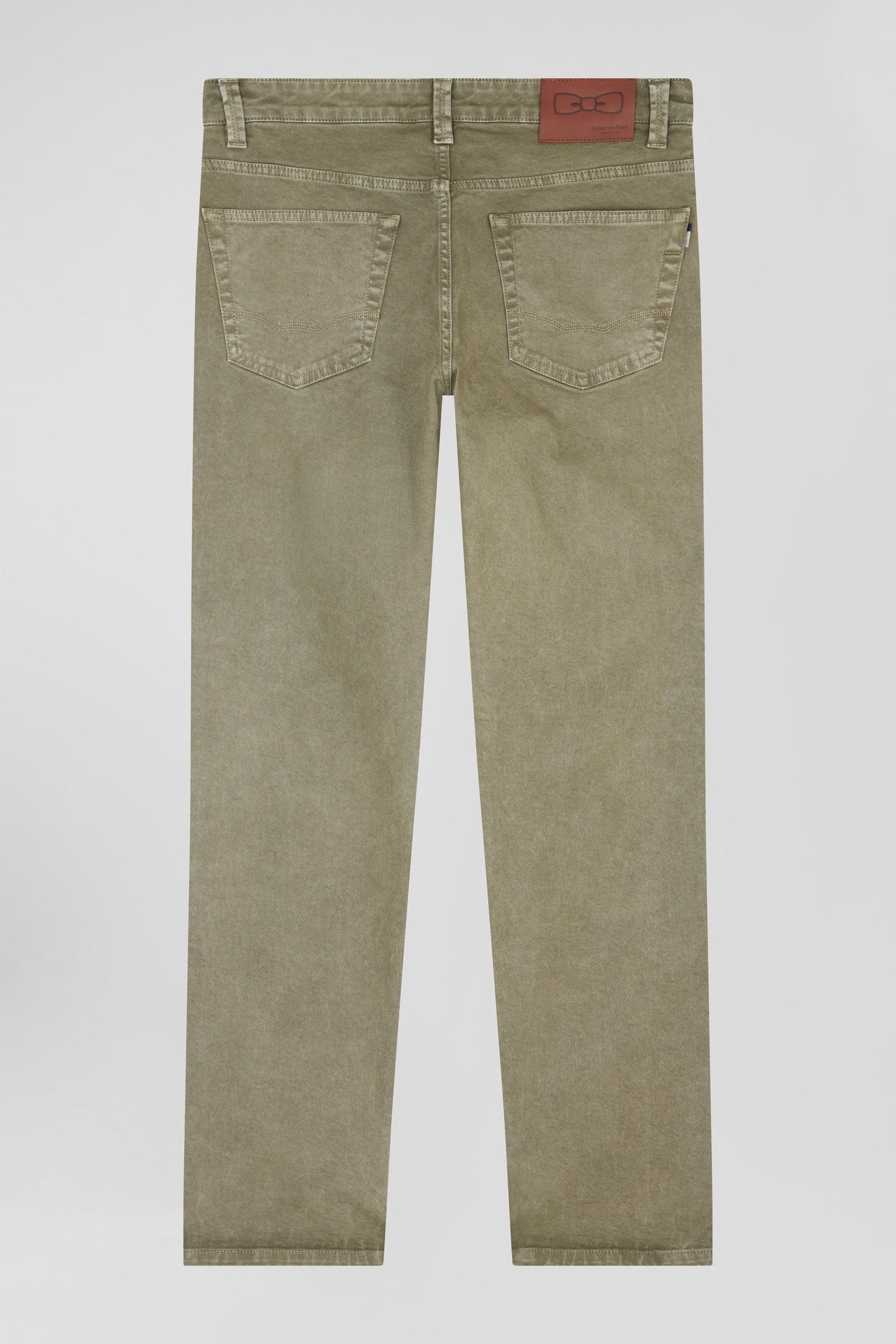 Regular beige stretch cotton 5-pocket trousers