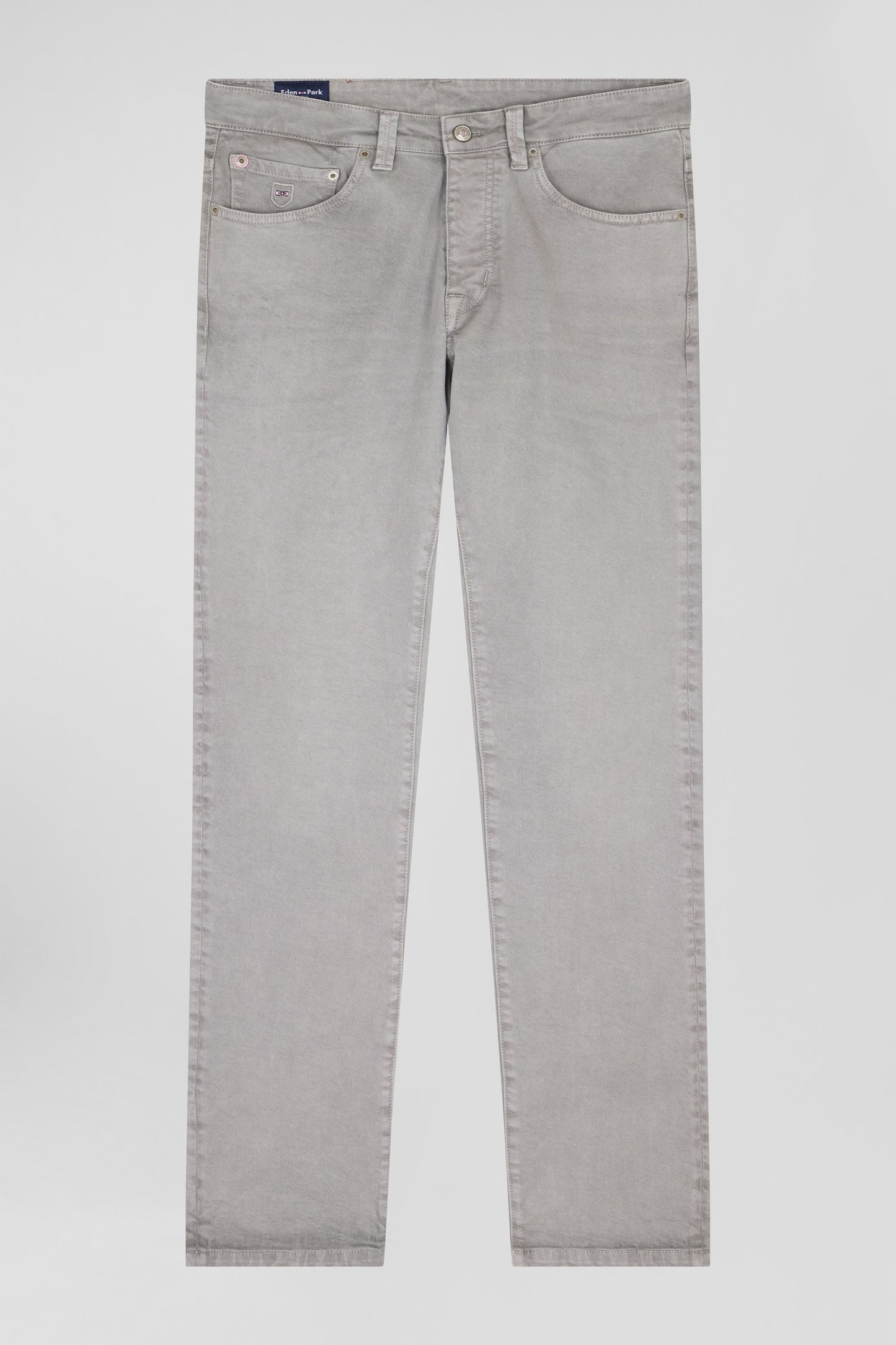Regular grey stretch cotton 5-pocket trousers