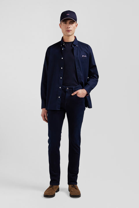 Slim navy blue stretch denim jeans - Image 1