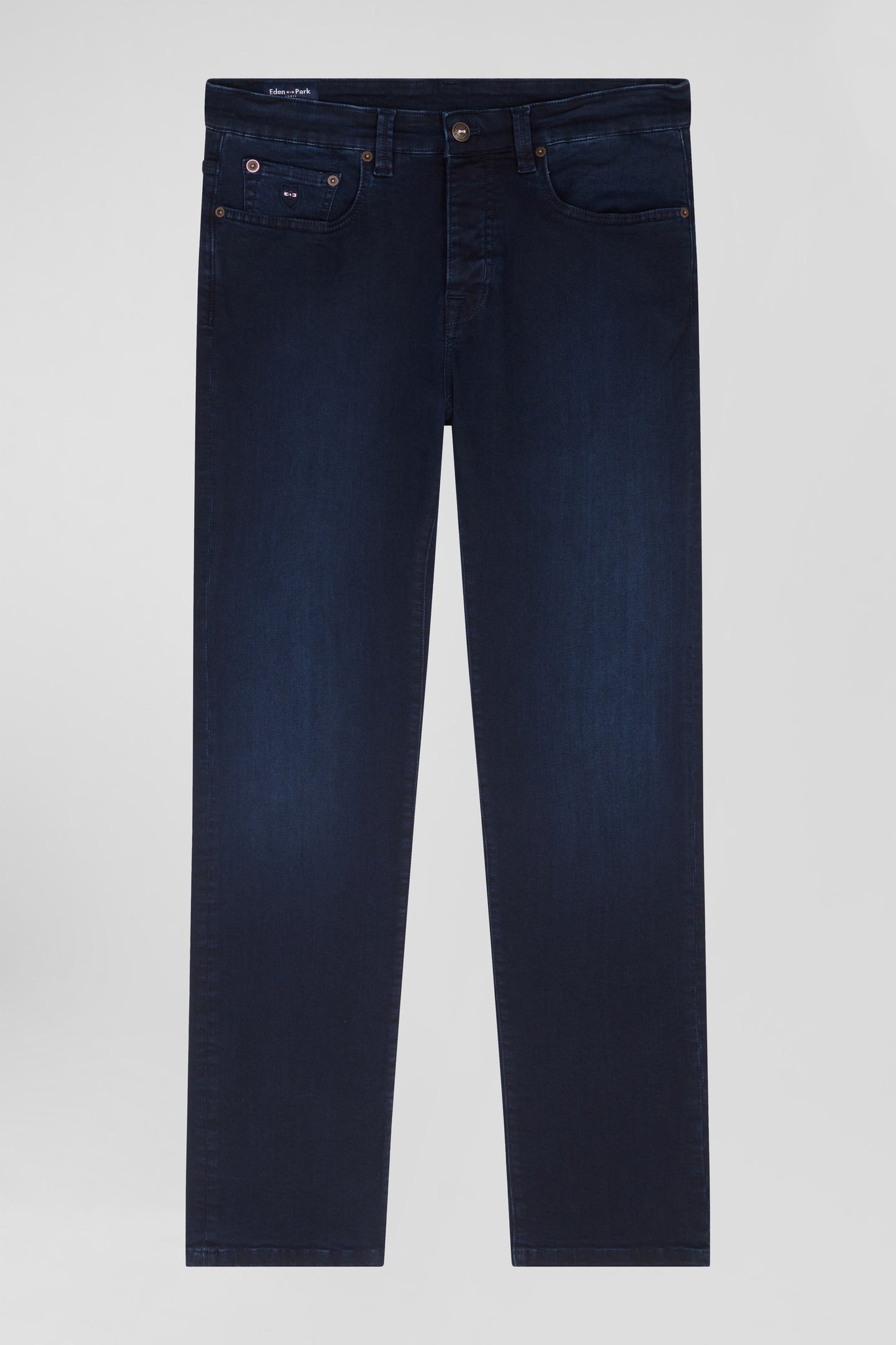 Slim stone-washed navy blue stretch denim jeans