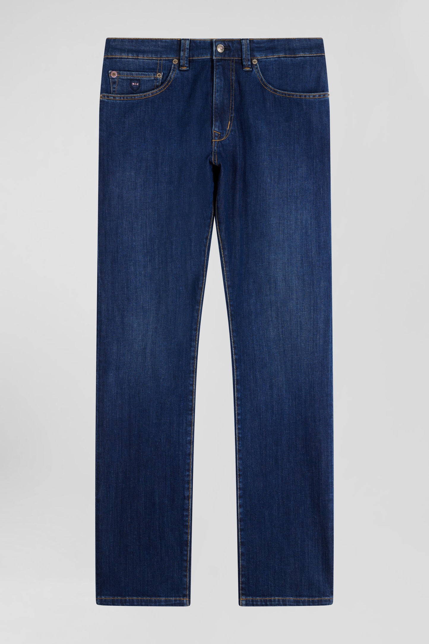 stone-washed regular raw stretch denim jeans