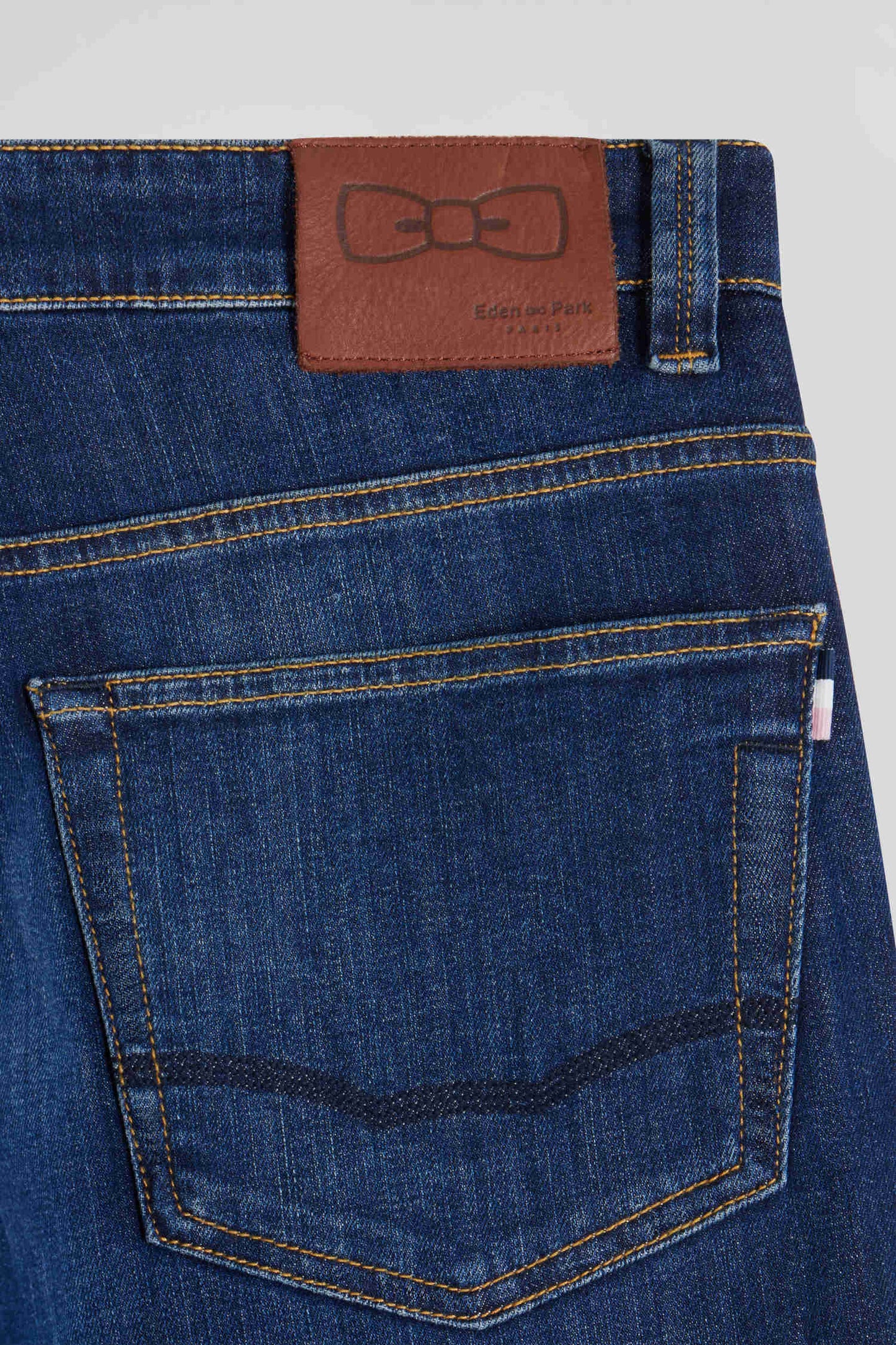 stone-washed regular raw stretch denim jeans