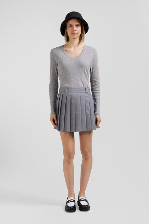 Pleated grey blended wool skirt - Image 1