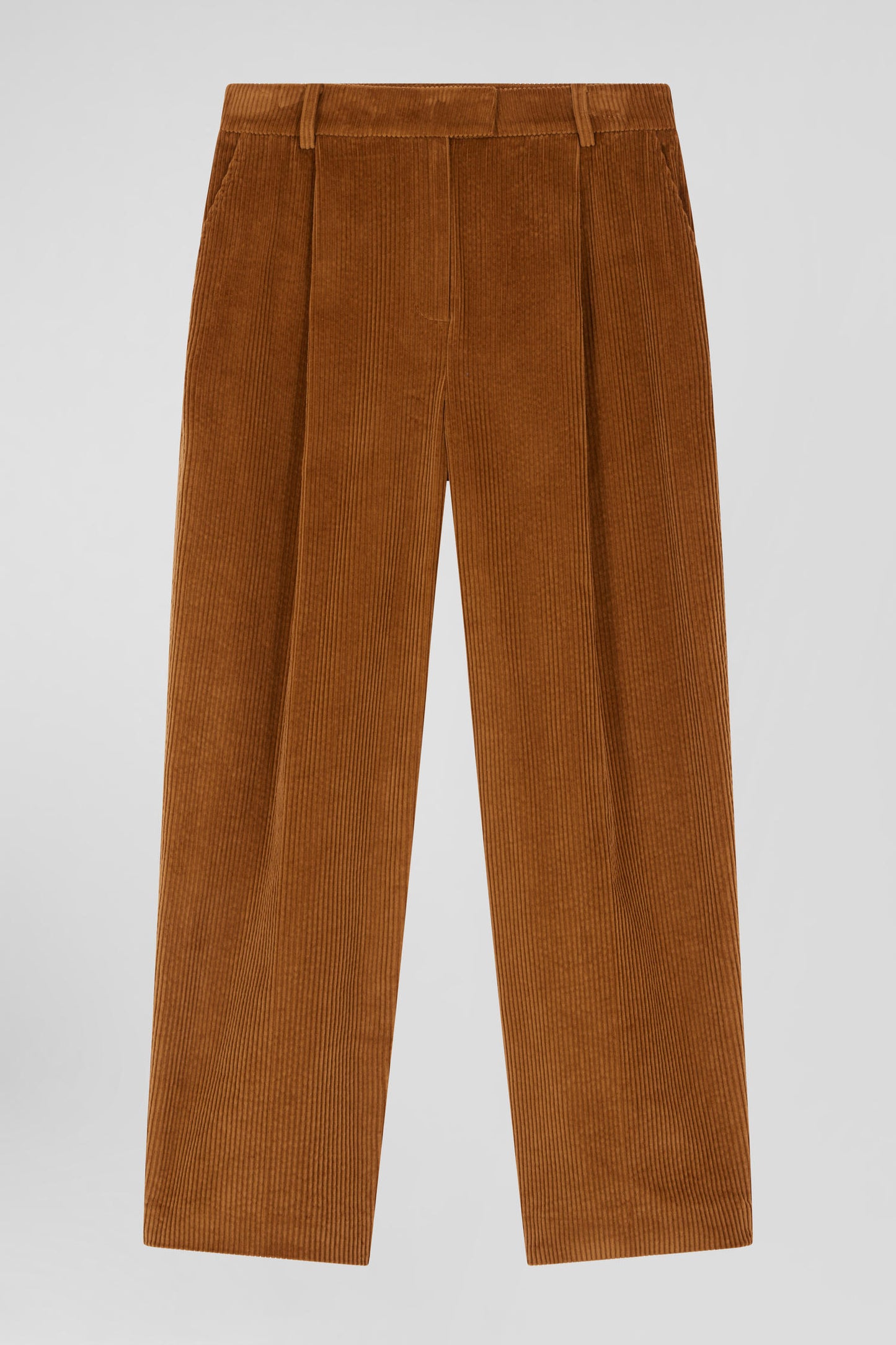 Modern camel checked corduroy trousers