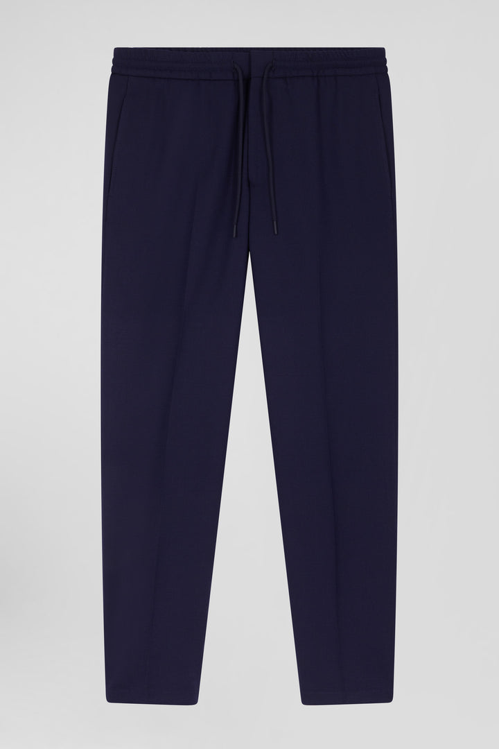 Pantalon en laine mélangée taille élastique marine coupe Modern