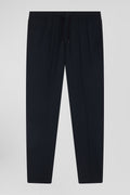 Modern khaki stretch wool elastic waist trousers