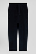 Modern navy blue elastic waist corduroy trousers