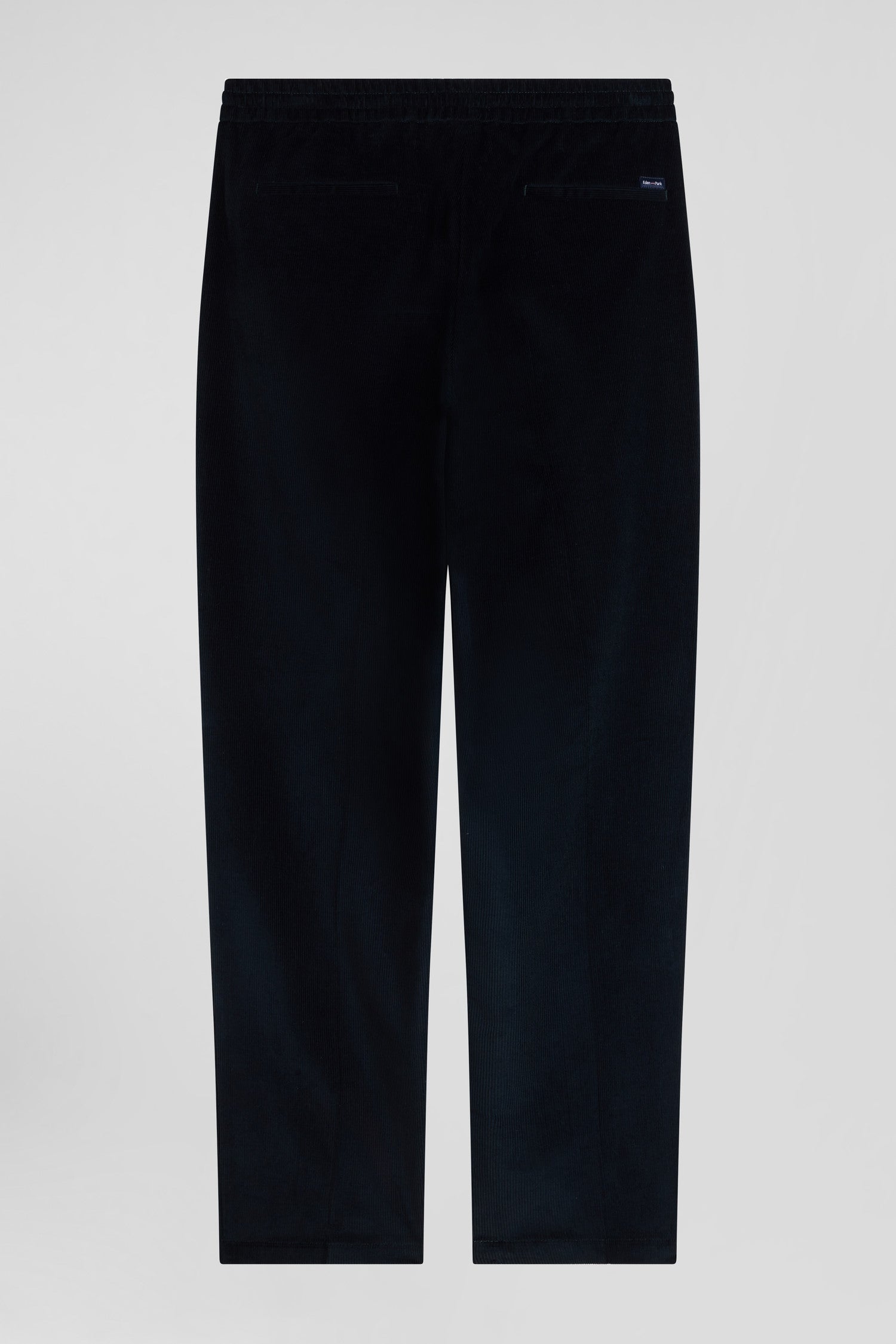 Modern navy blue elastic waist corduroy trousers