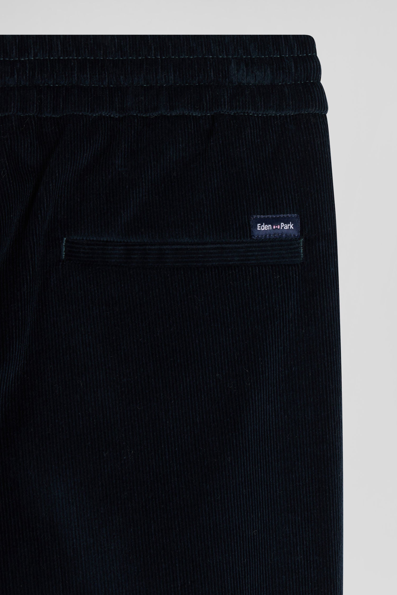 Modern navy blue elastic waist corduroy trousers