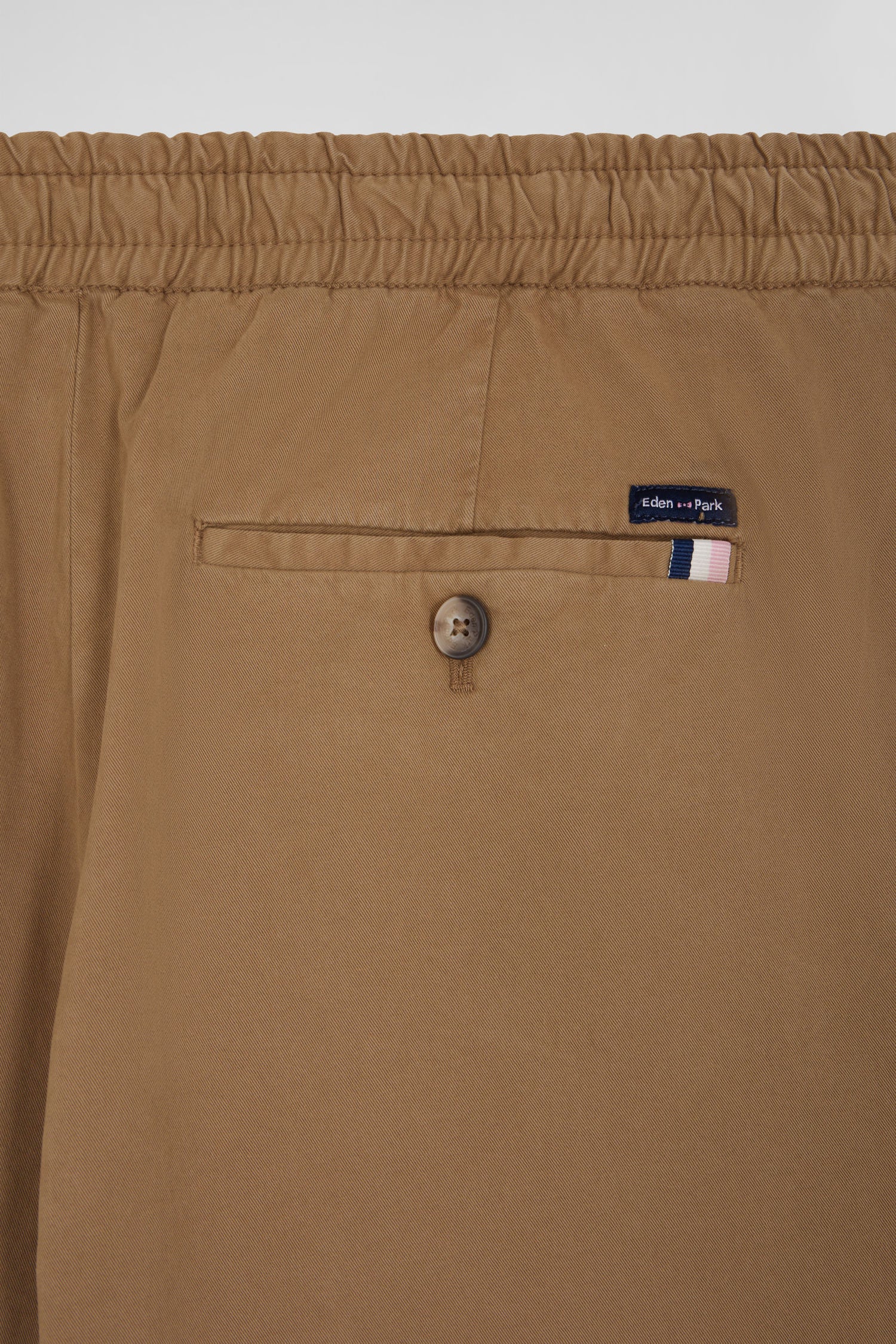 Pantalon taille élastique en coton stretch camel coupe Modern