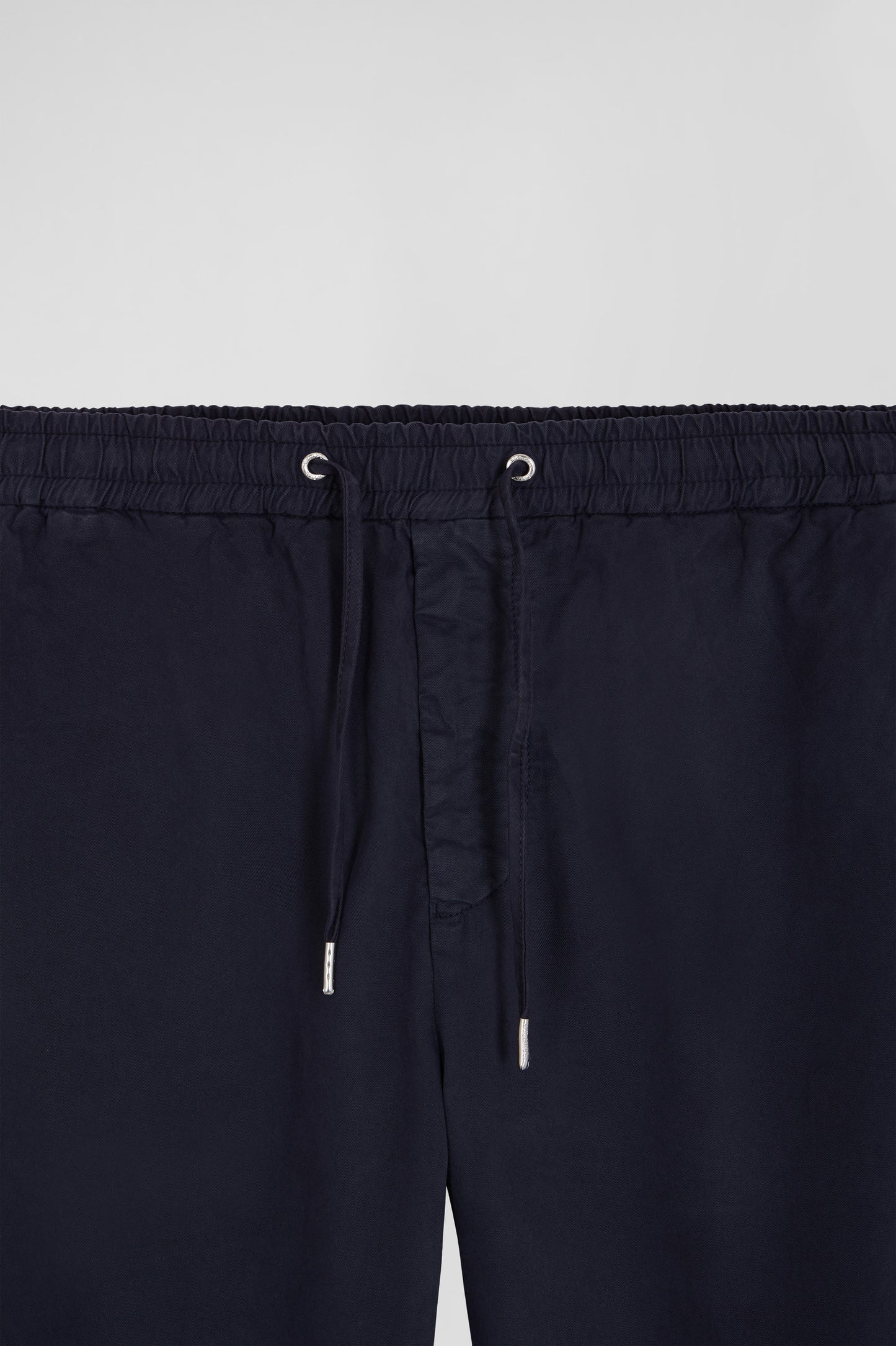 Modern navy blue stretch cotton elastic waist trousers