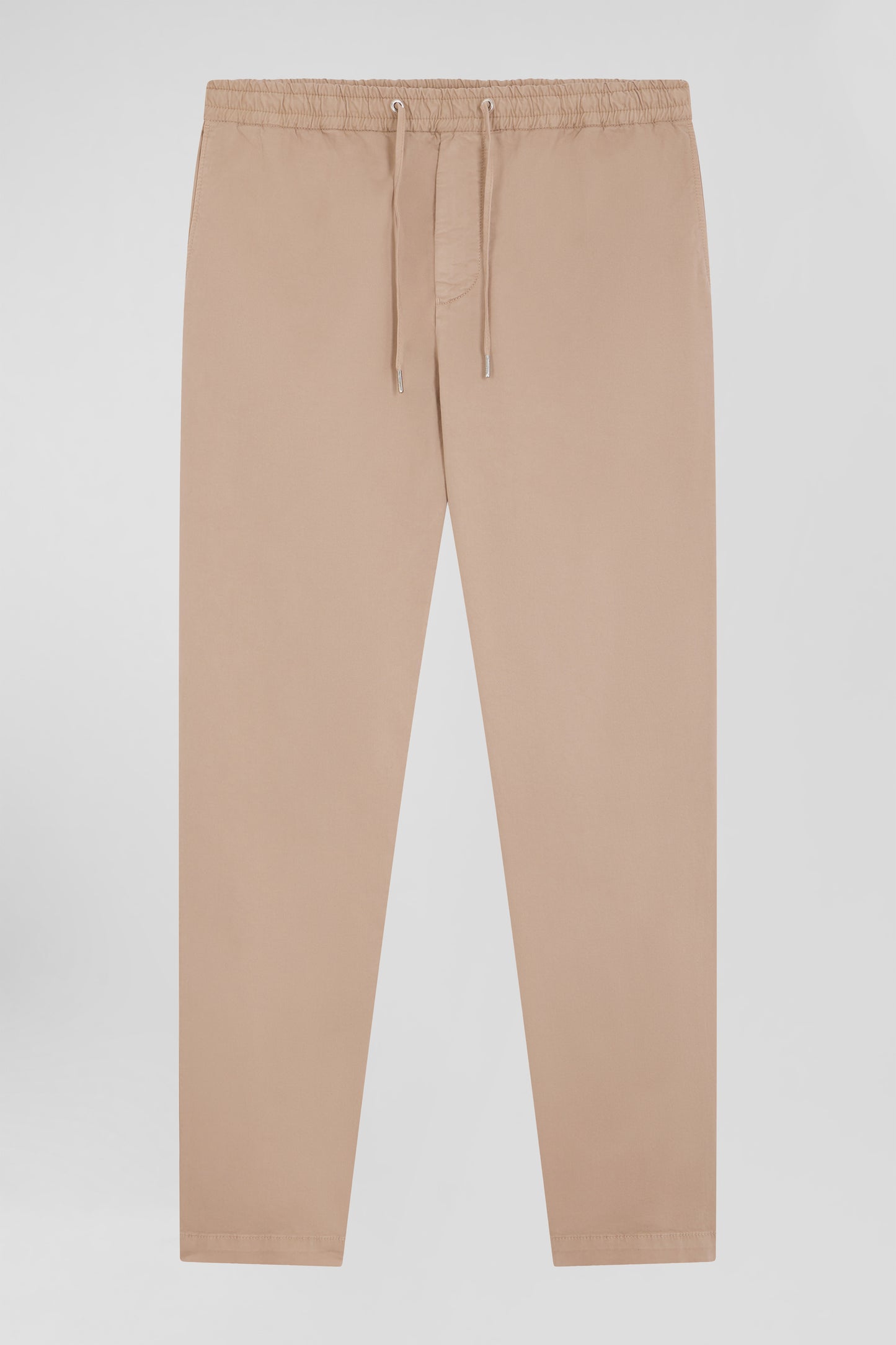 Pantalon taille élastique en coton stretch beige coupe Modern