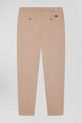 Pantalon taille élastique en coton stretch beige coupe Modern