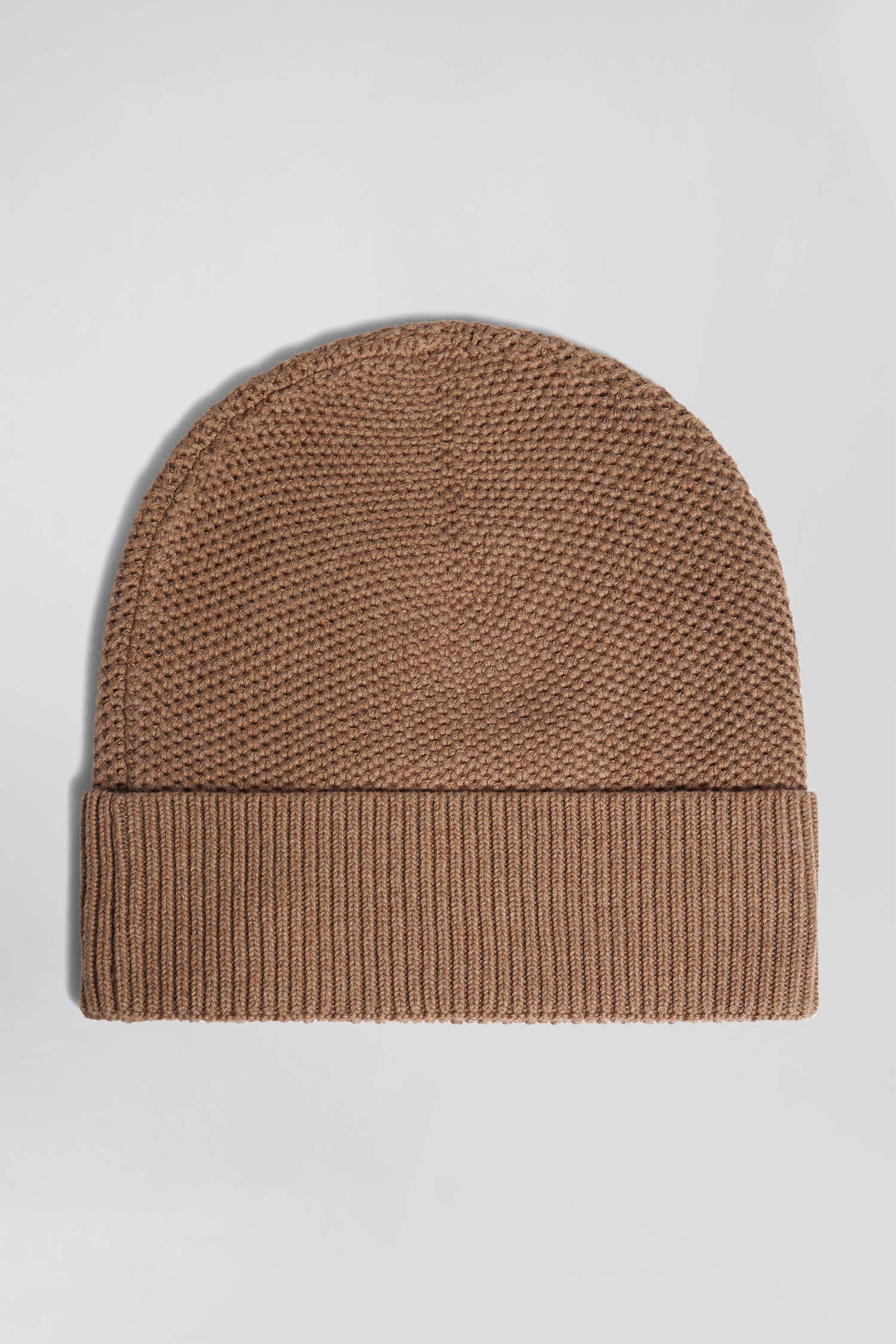 Plain hazelnut knitted cotton hat