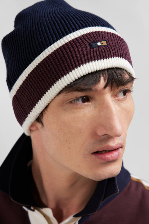 Navy blue cotton EP10 jacquard beanie - Image 2