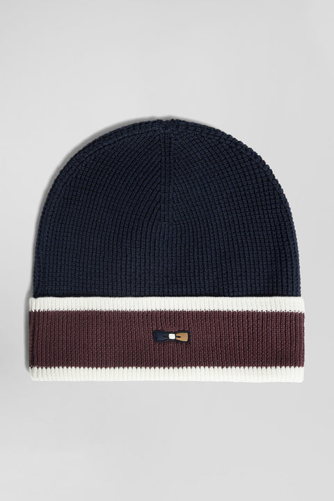 Navy blue cotton EP10 jacquard beanie - Image 1