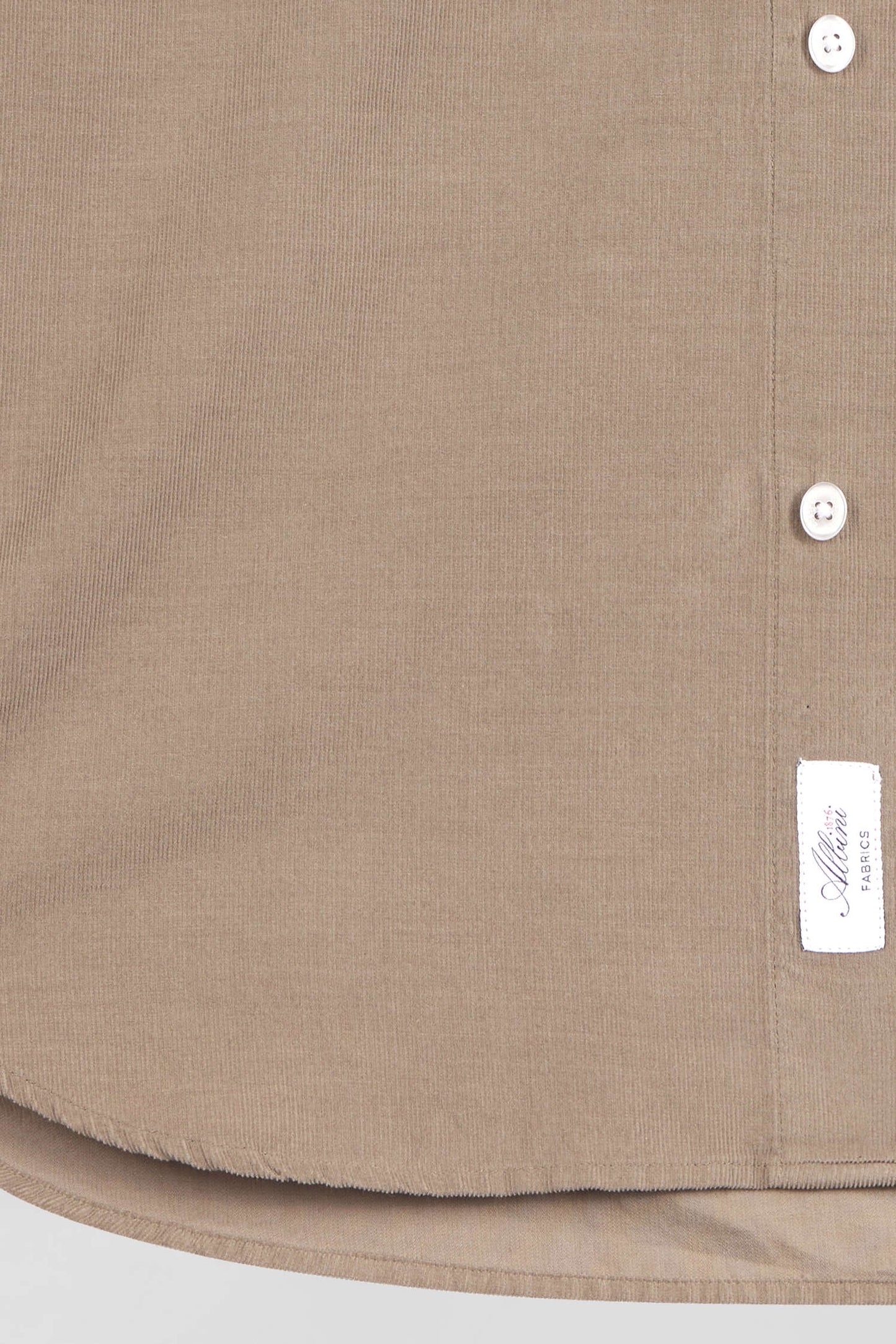 Regular plain beige cotton shirt with button-down collar and chest pocket