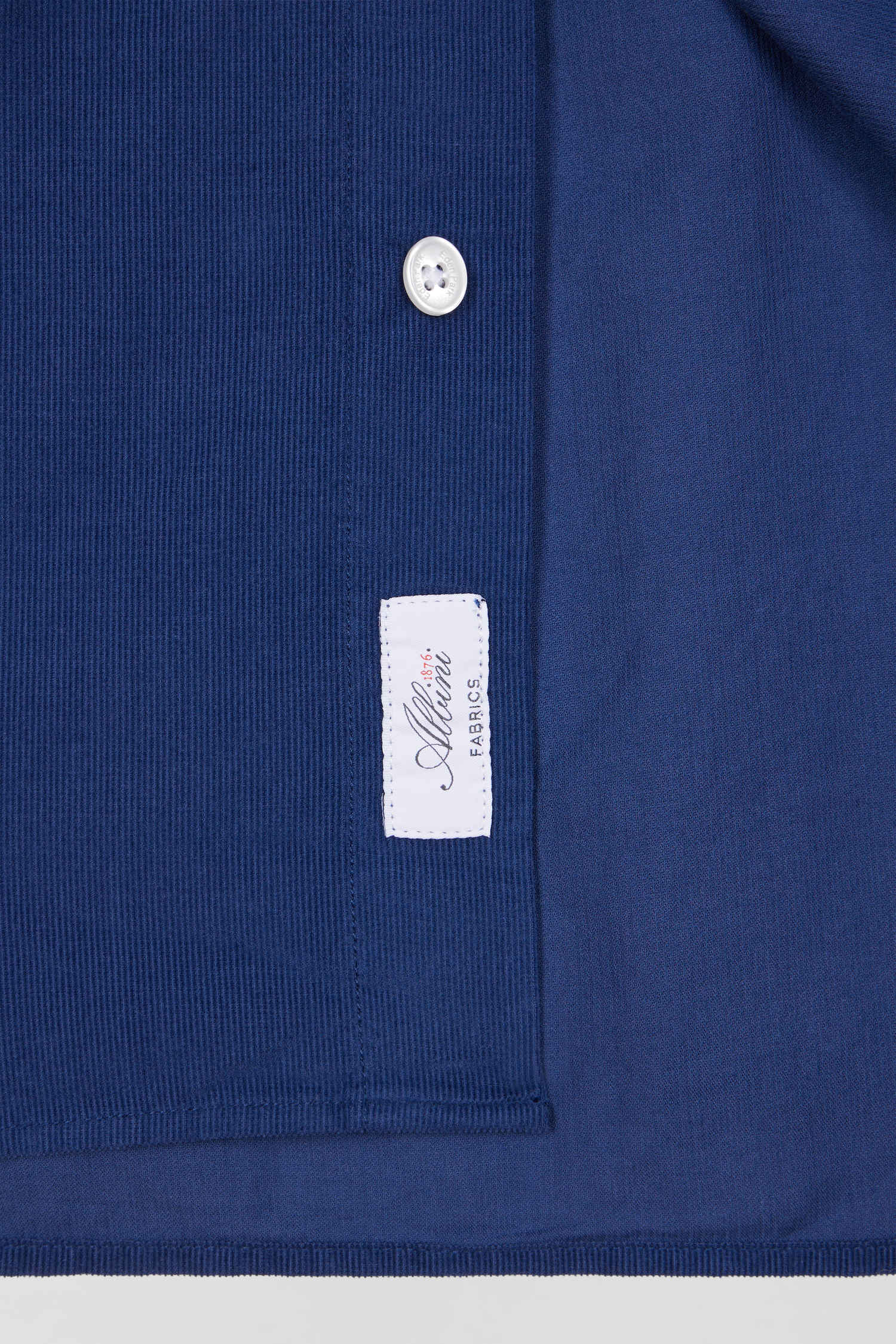 Regular plain indigo blue cotton shirt with button-down collar and chest pocket