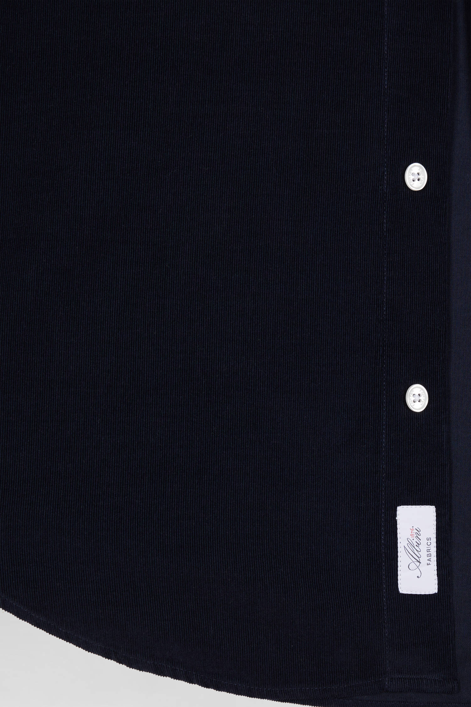 Regular plain navy blue cotton shirt with button-down collar and chest pocket