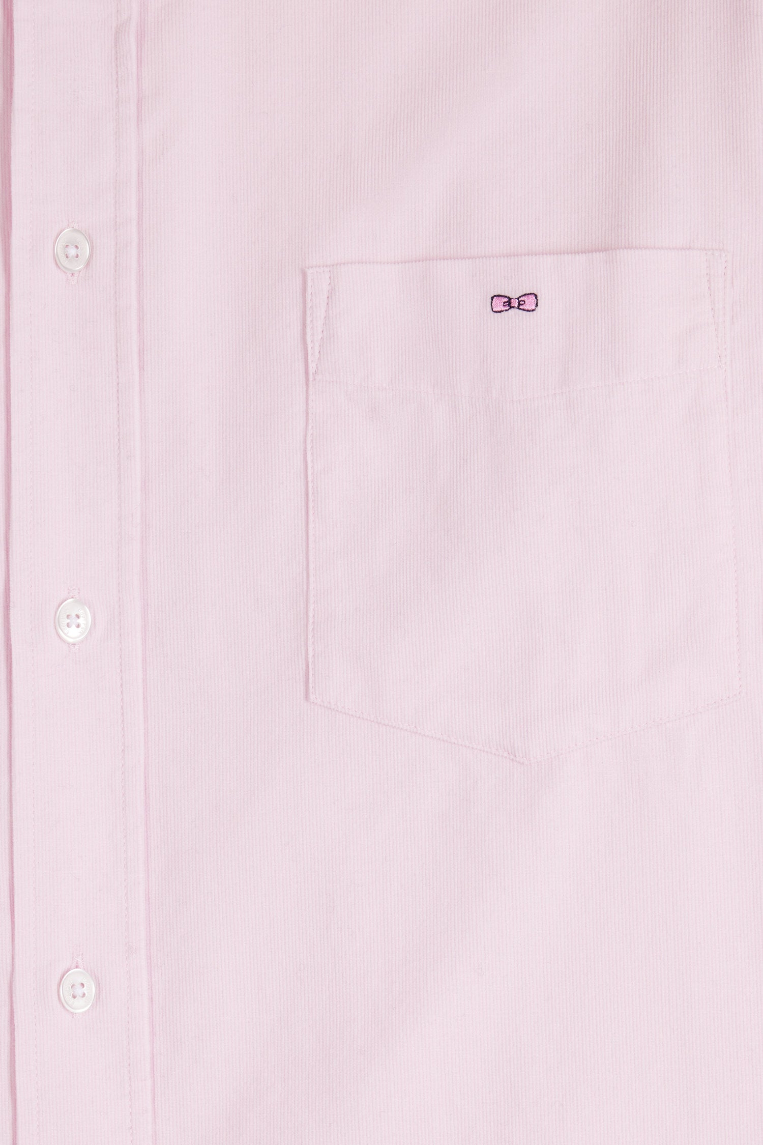 Regular plain pink cotton shirt with button-down collar and chest pocket