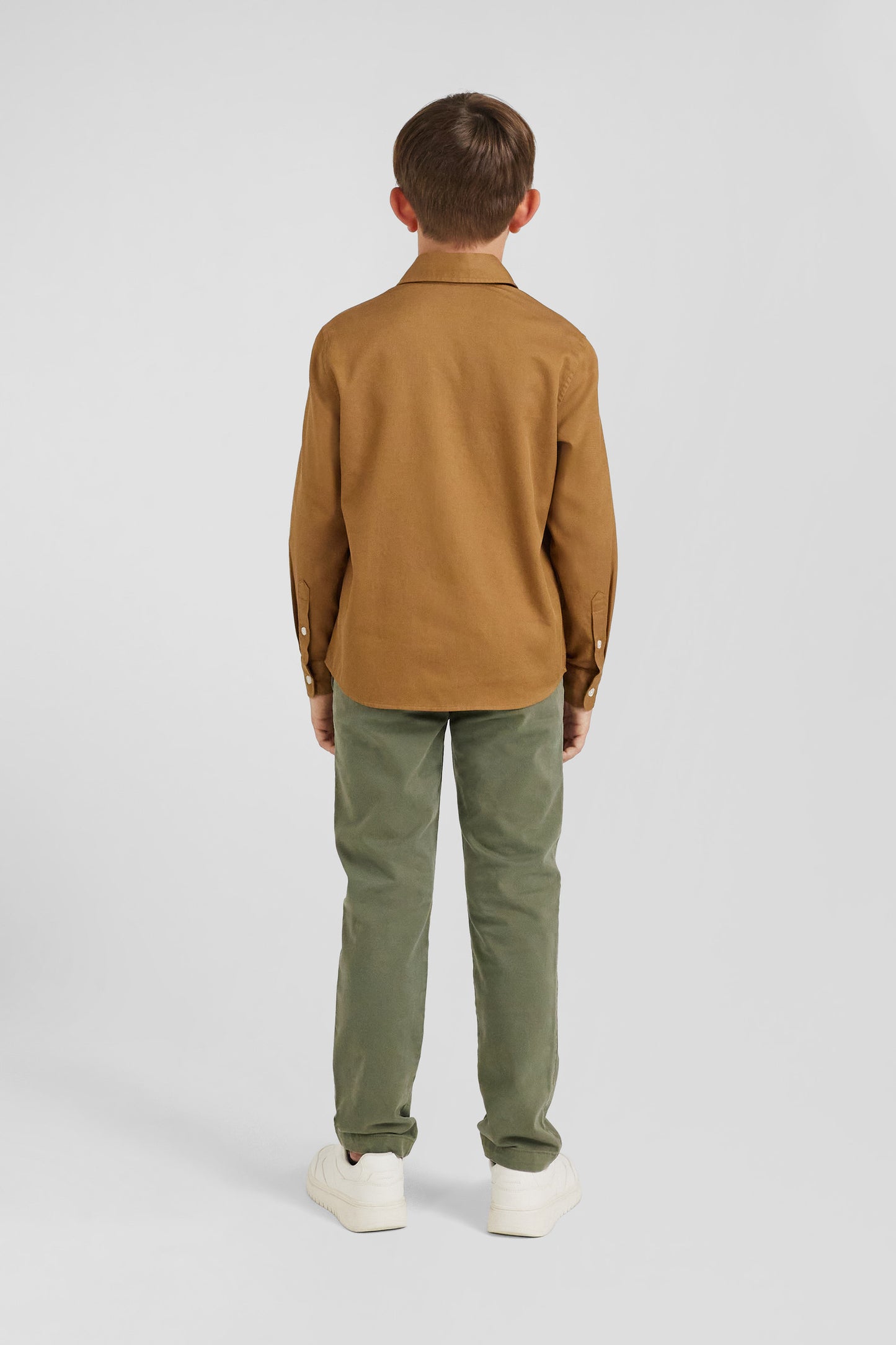 Plain hazelnut cotton oxford shirt Regular fit