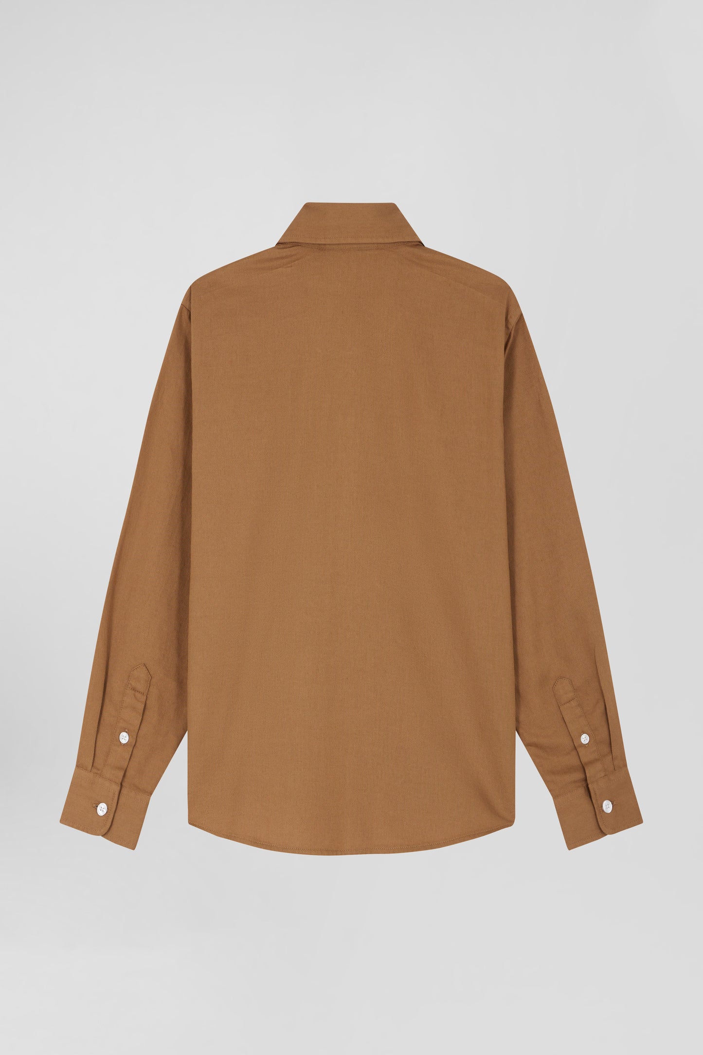 Plain hazelnut cotton oxford shirt Regular fit