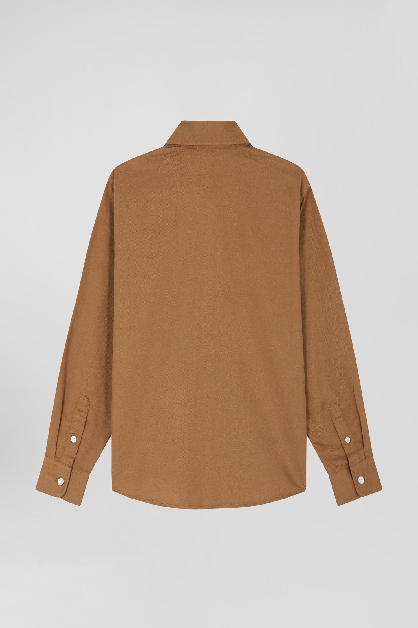 Regular camel oxford cotton shirt