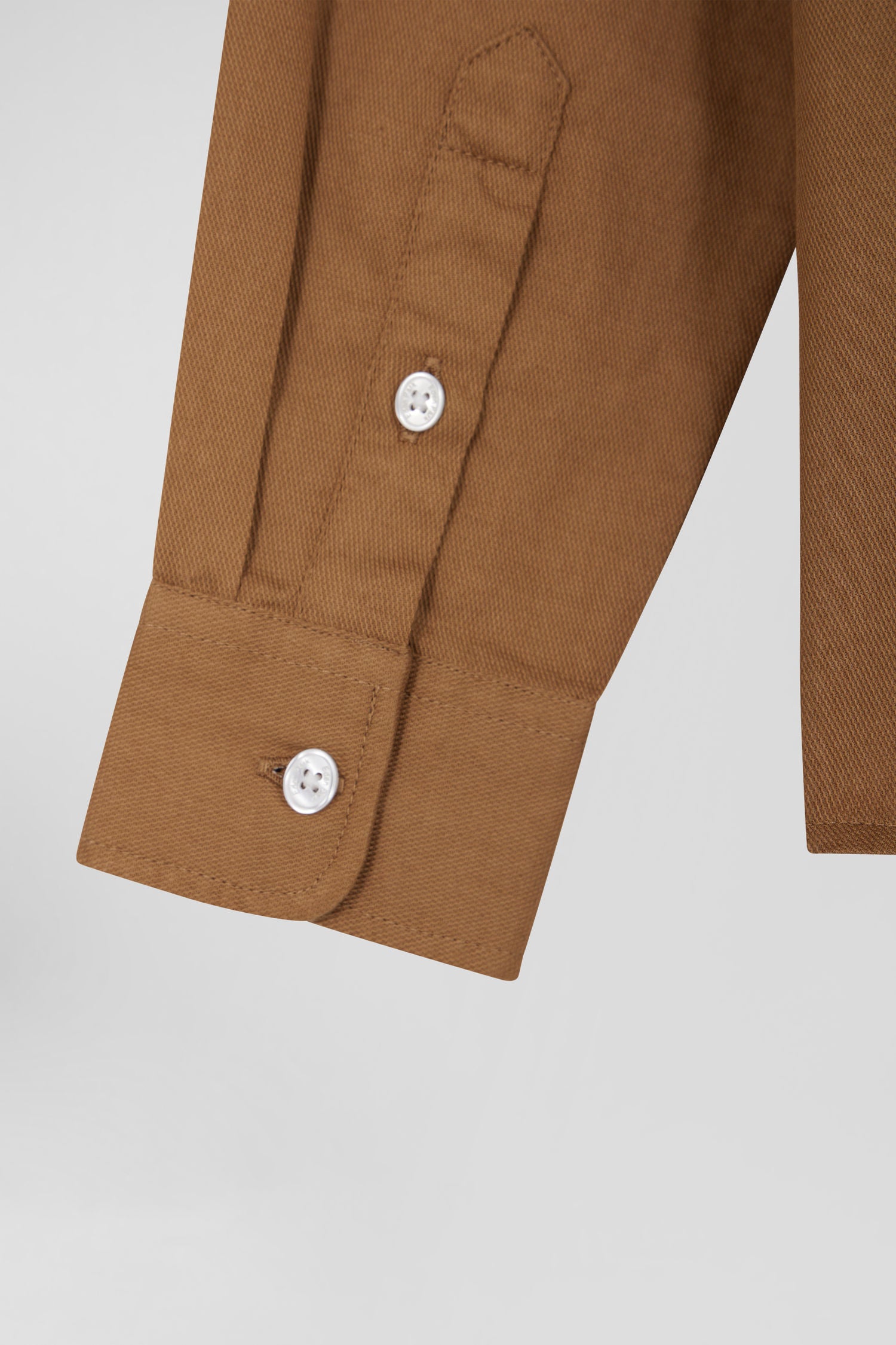 Regular camel oxford cotton shirt