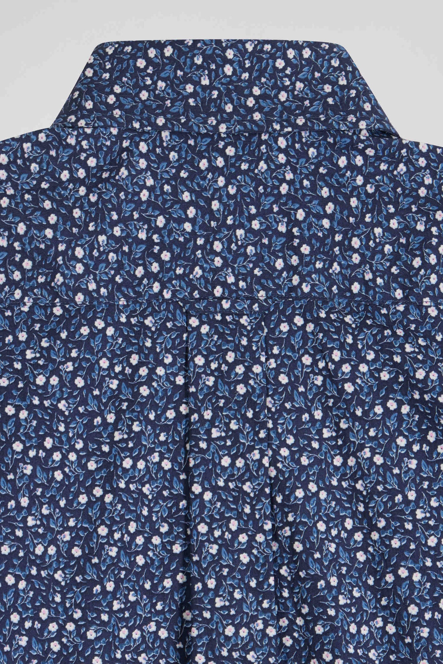 Regular indigo cotton shirt with microprint